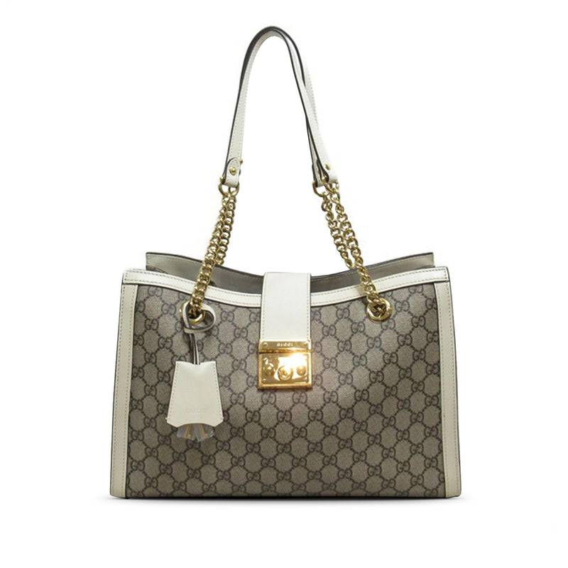 Gucci Medium GG Supreme Padlock Tote Bag (SHG-uagYvF)