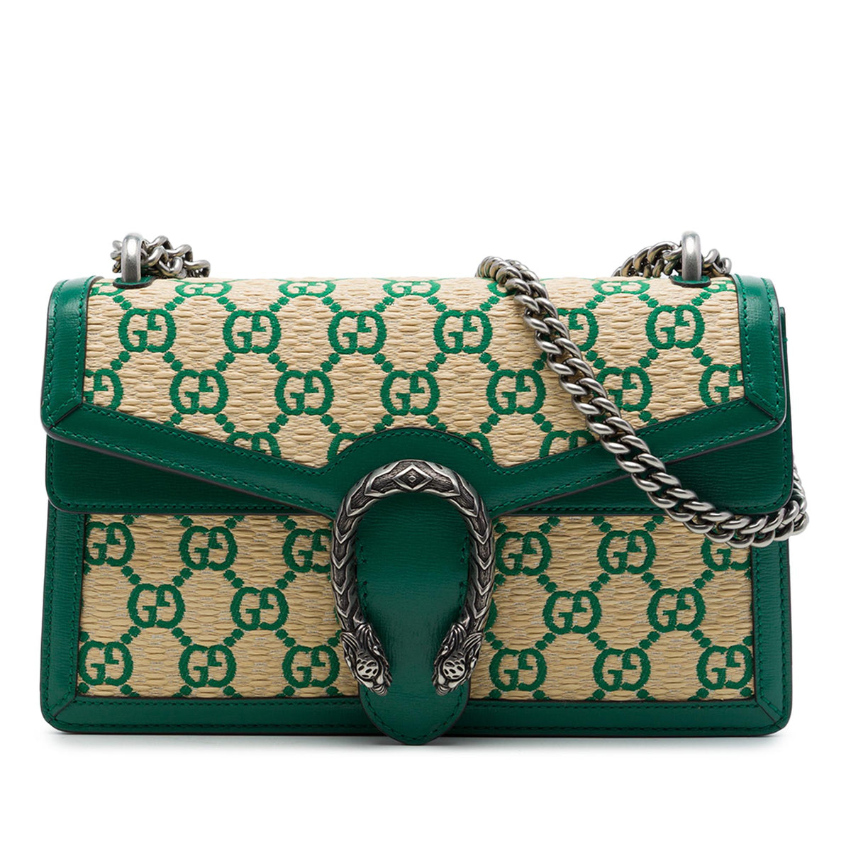 Gucci Medium GG Supreme Straw Effect Dionysus Shoulder Bag