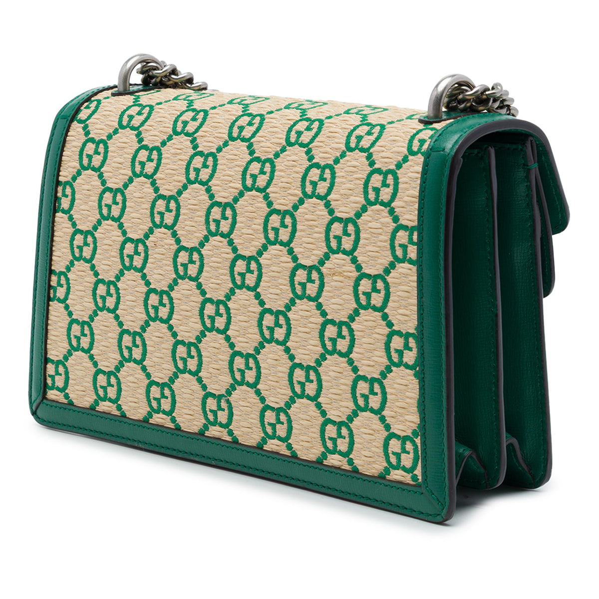 Gucci Medium GG Supreme Straw Effect Dionysus Shoulder Bag