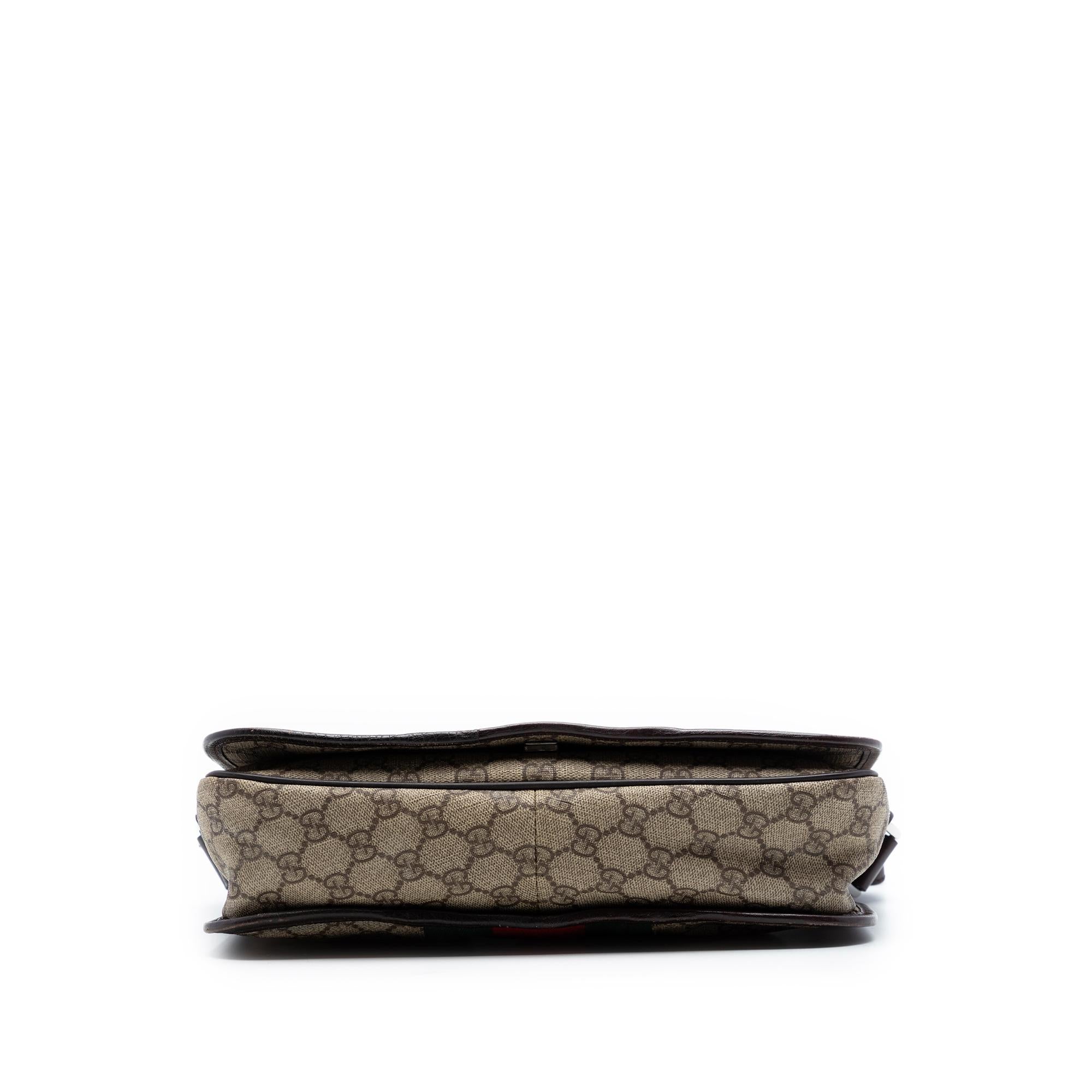 Gucci Medium GG Supreme Web Flap Messenger Bag