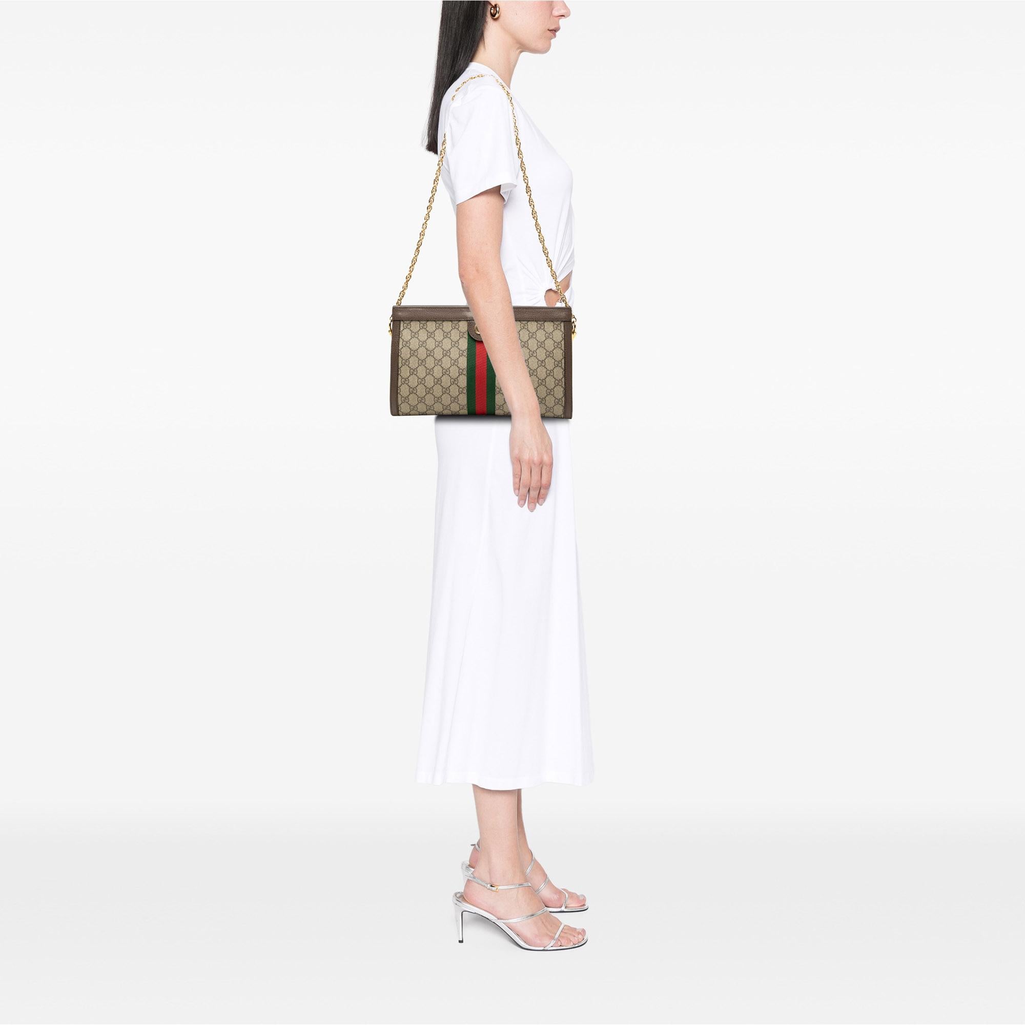 Gucci Medium GG Supreme Web Ophidia Chain Shoulder Bag
