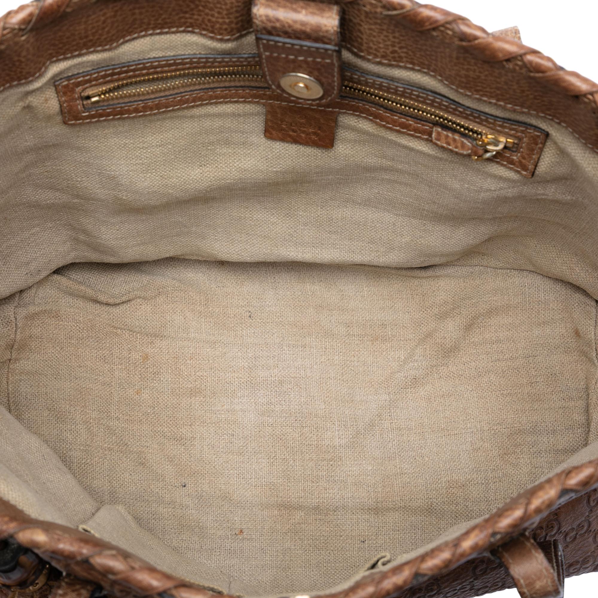 Gucci Medium Guccissima Bamboo Tassel Tote