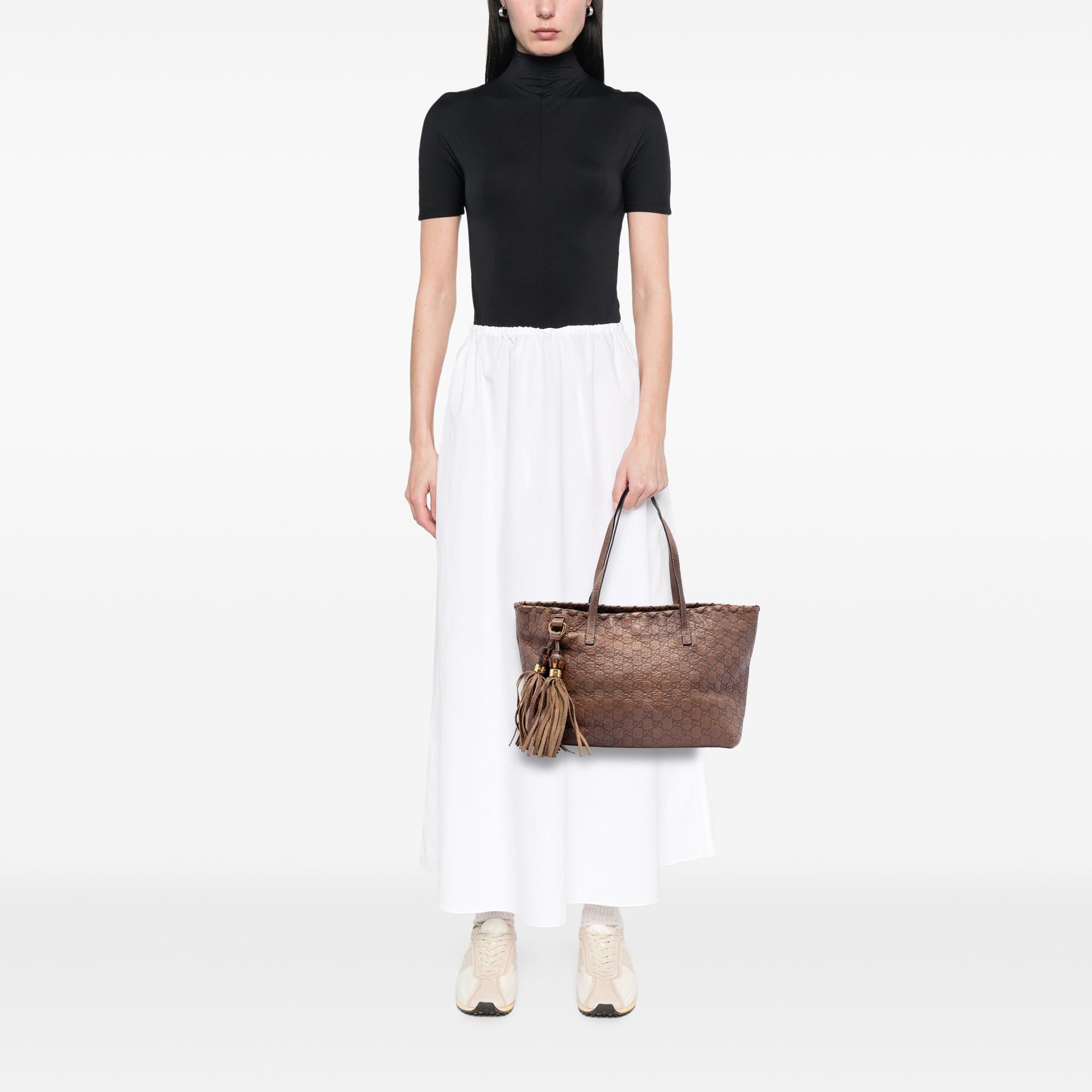 Gucci Medium Guccissima Bamboo Tassel Tote