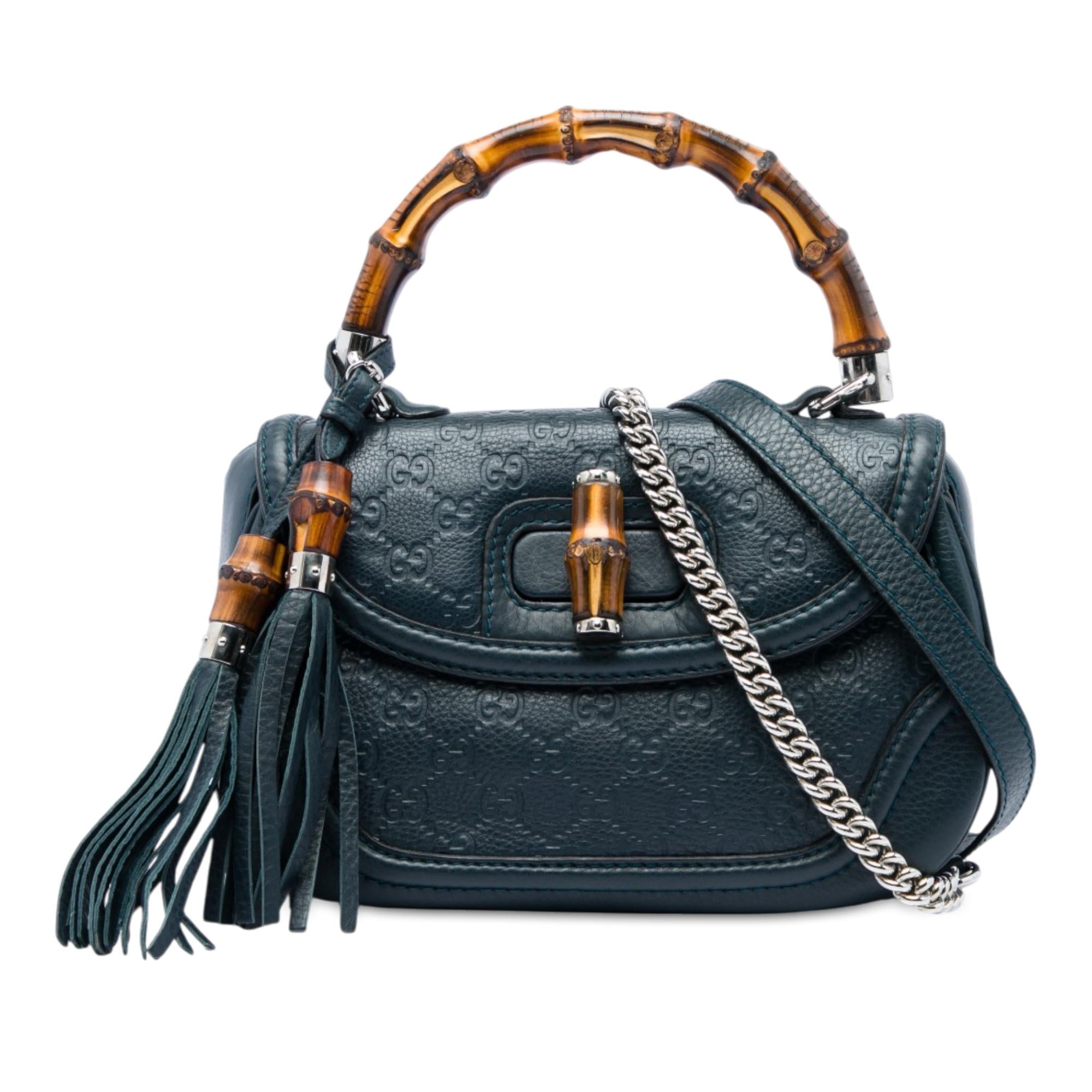 Gucci Medium Guccissima New Bamboo Top Handle Bag