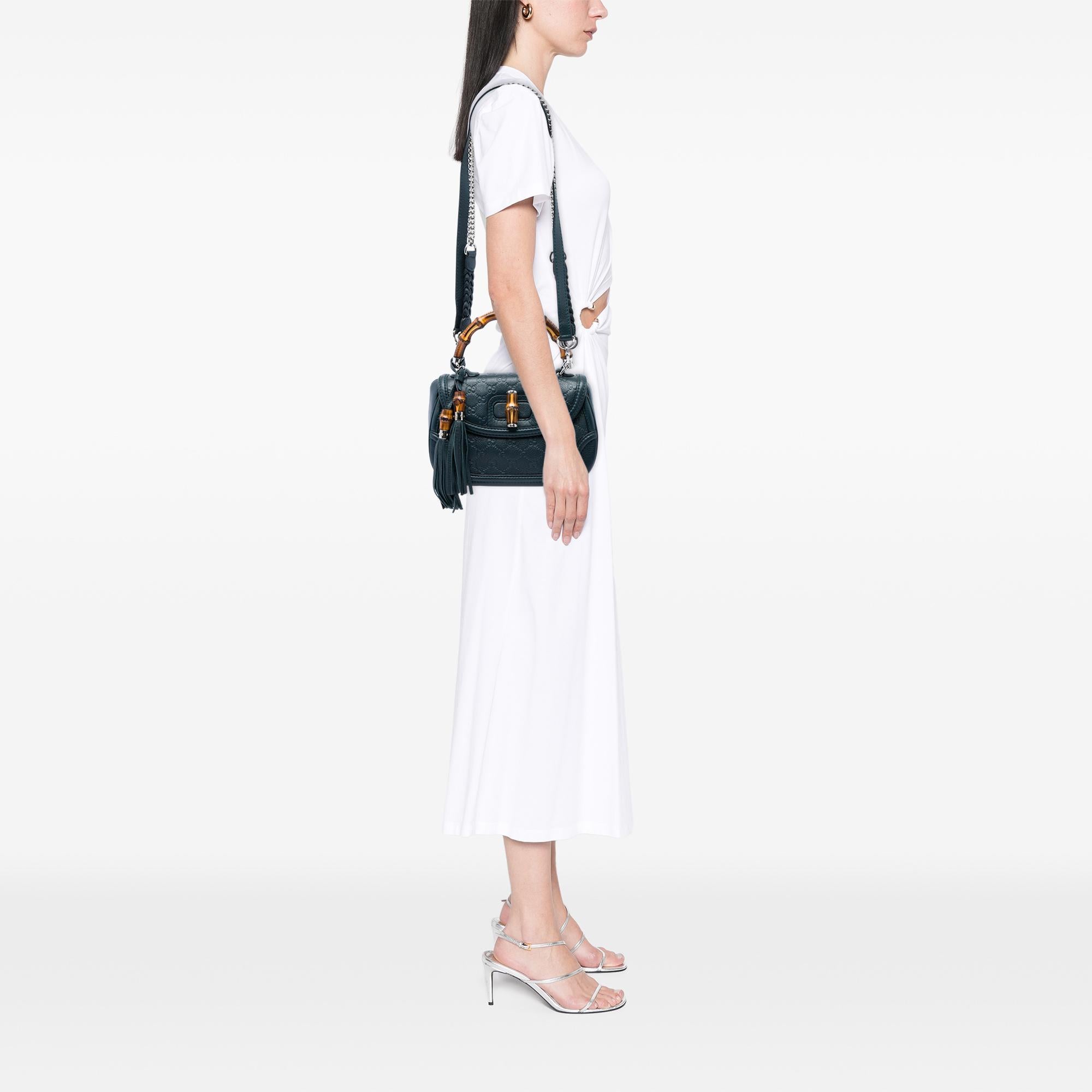 Gucci Medium Guccissima New Bamboo Top Handle Bag