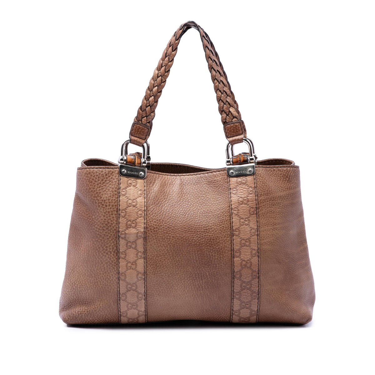 Gucci Medium Guccissima Trimmed Calfskin Bamboo Libeccio Tote