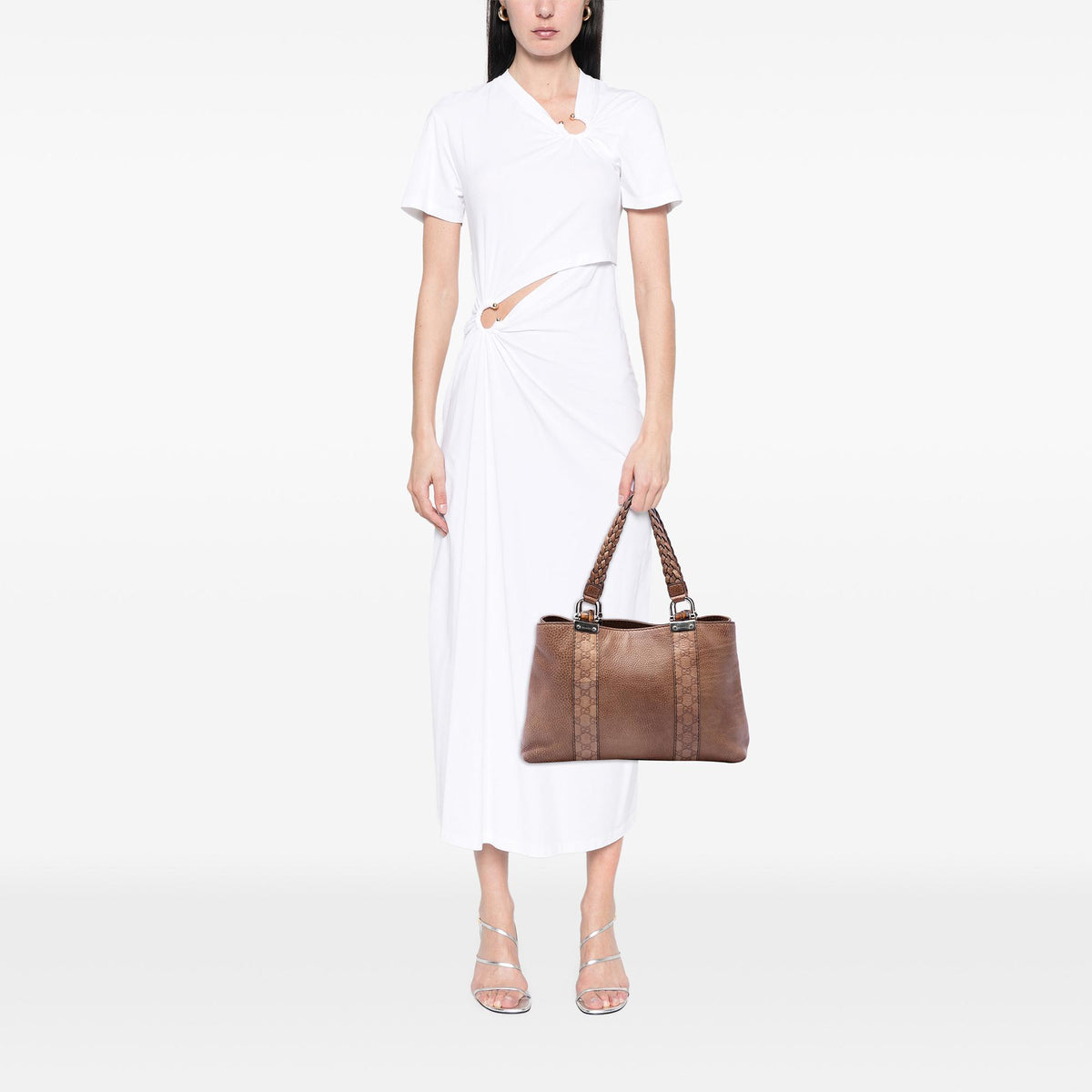 Gucci Medium Guccissima Trimmed Calfskin Bamboo Libeccio Tote