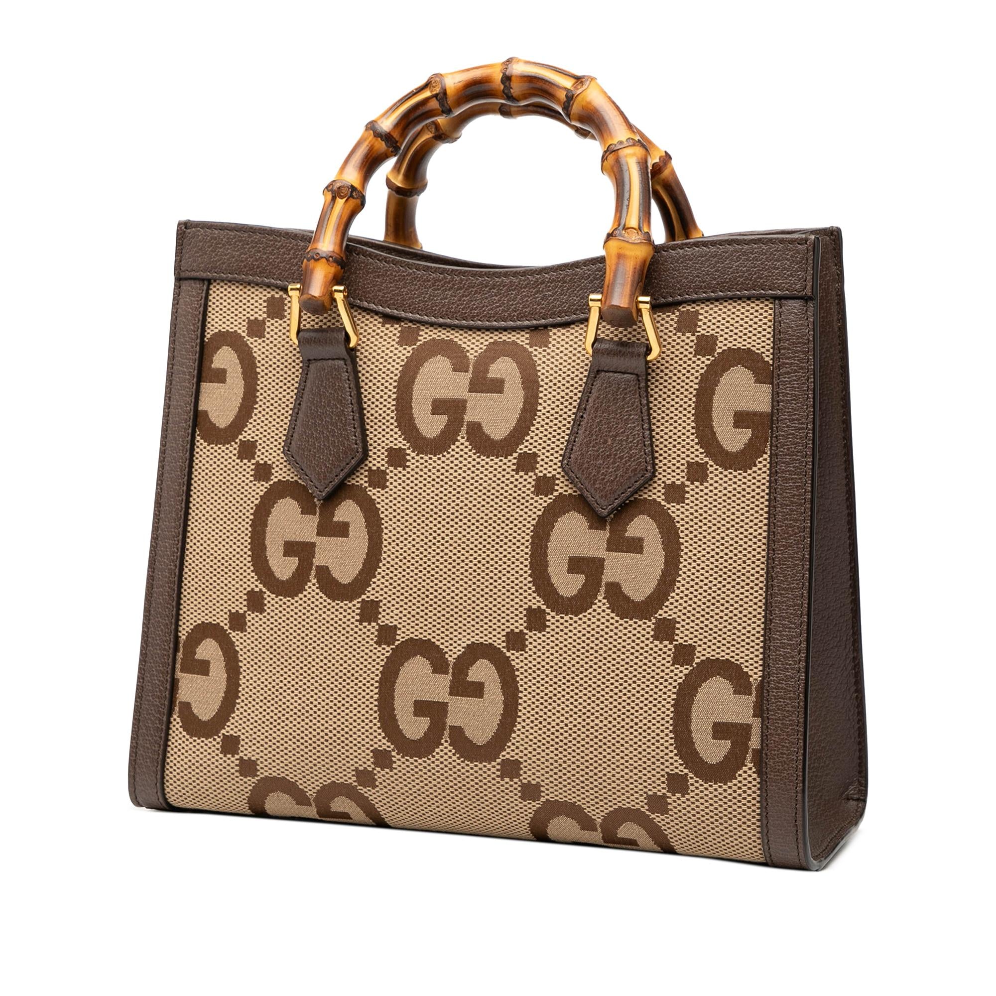 Gucci Medium Jumbo GG Canvas Bamboo Diana Satchel