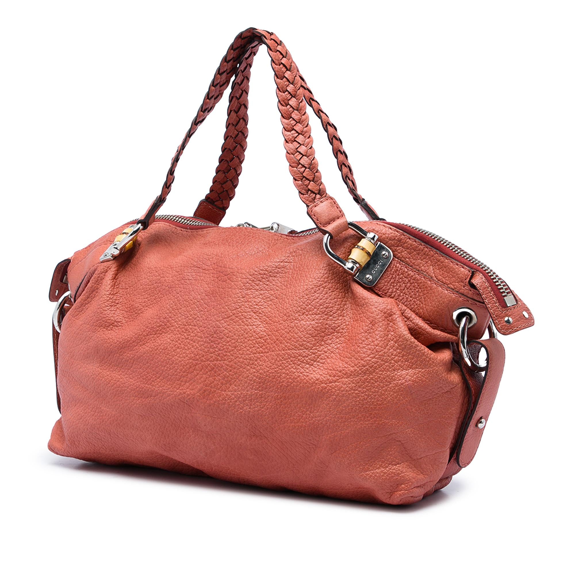Gucci Medium Leather Bamboo Bar Tote