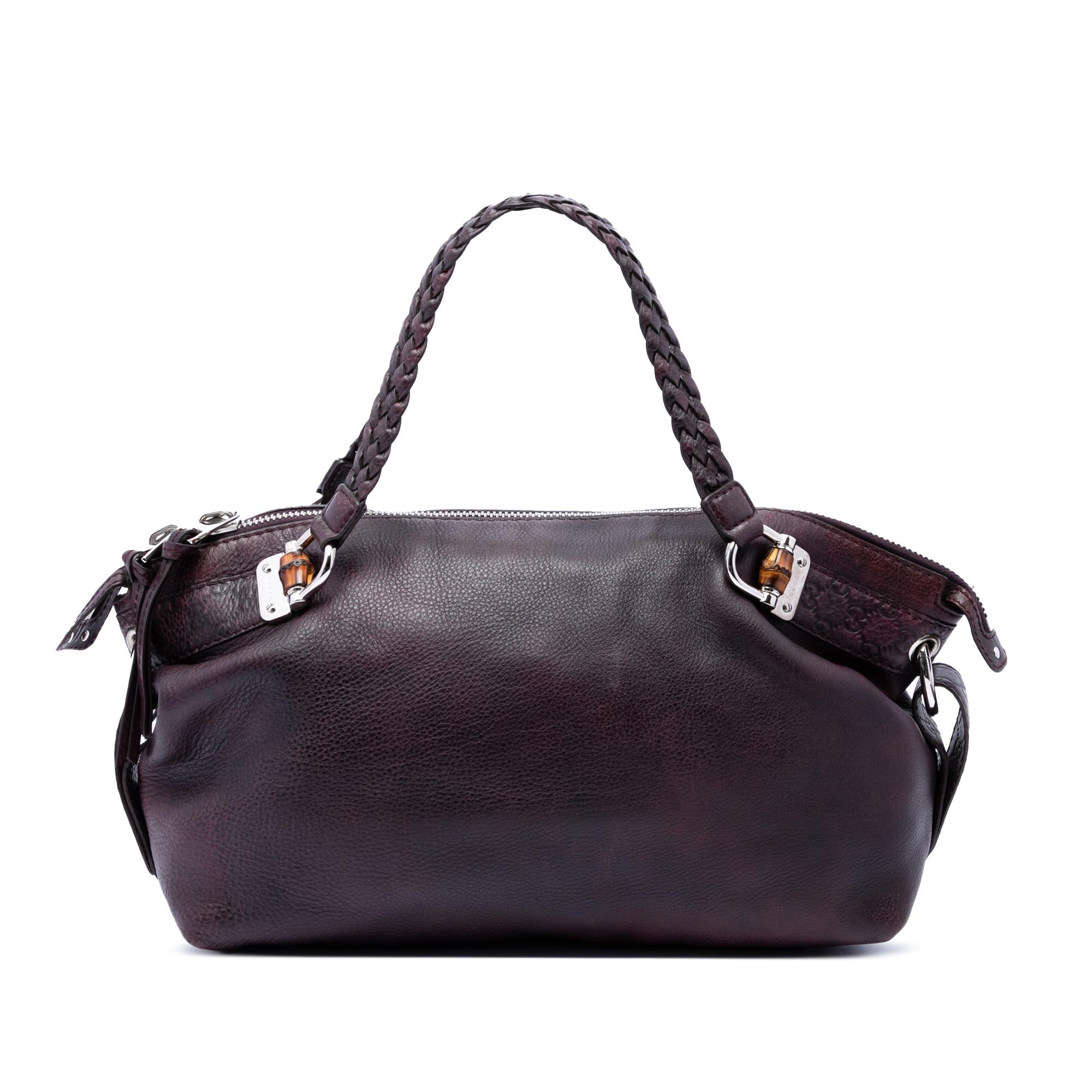 Gucci Medium Leather Bamboo Bar Tote