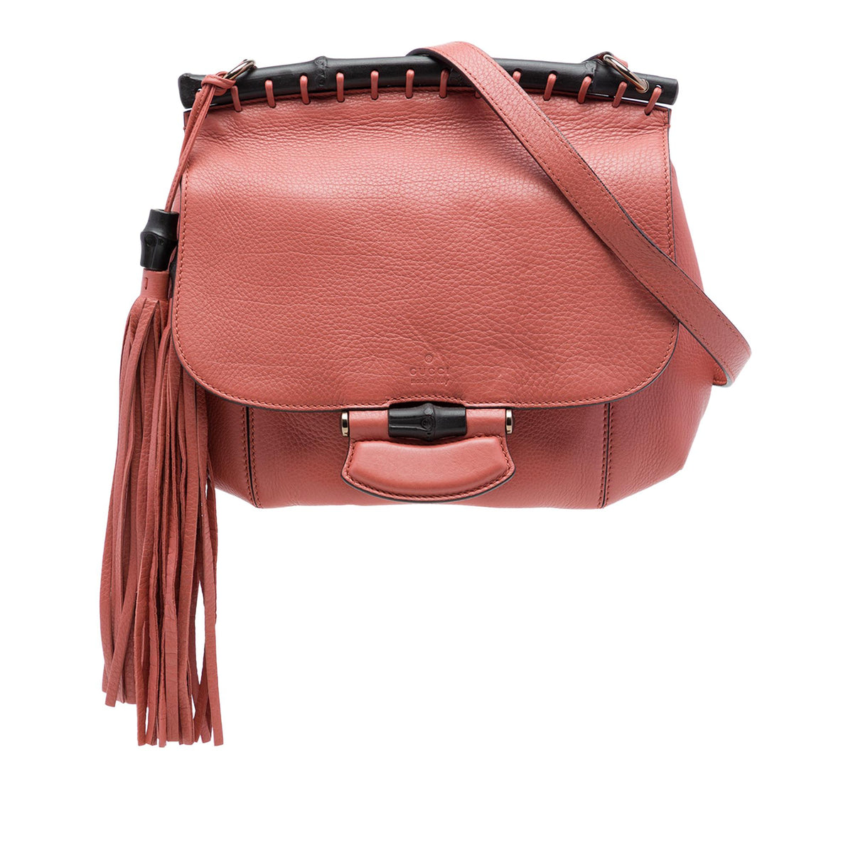 Gucci Medium Leather Bamboo Nouveau Fringe Crossbody