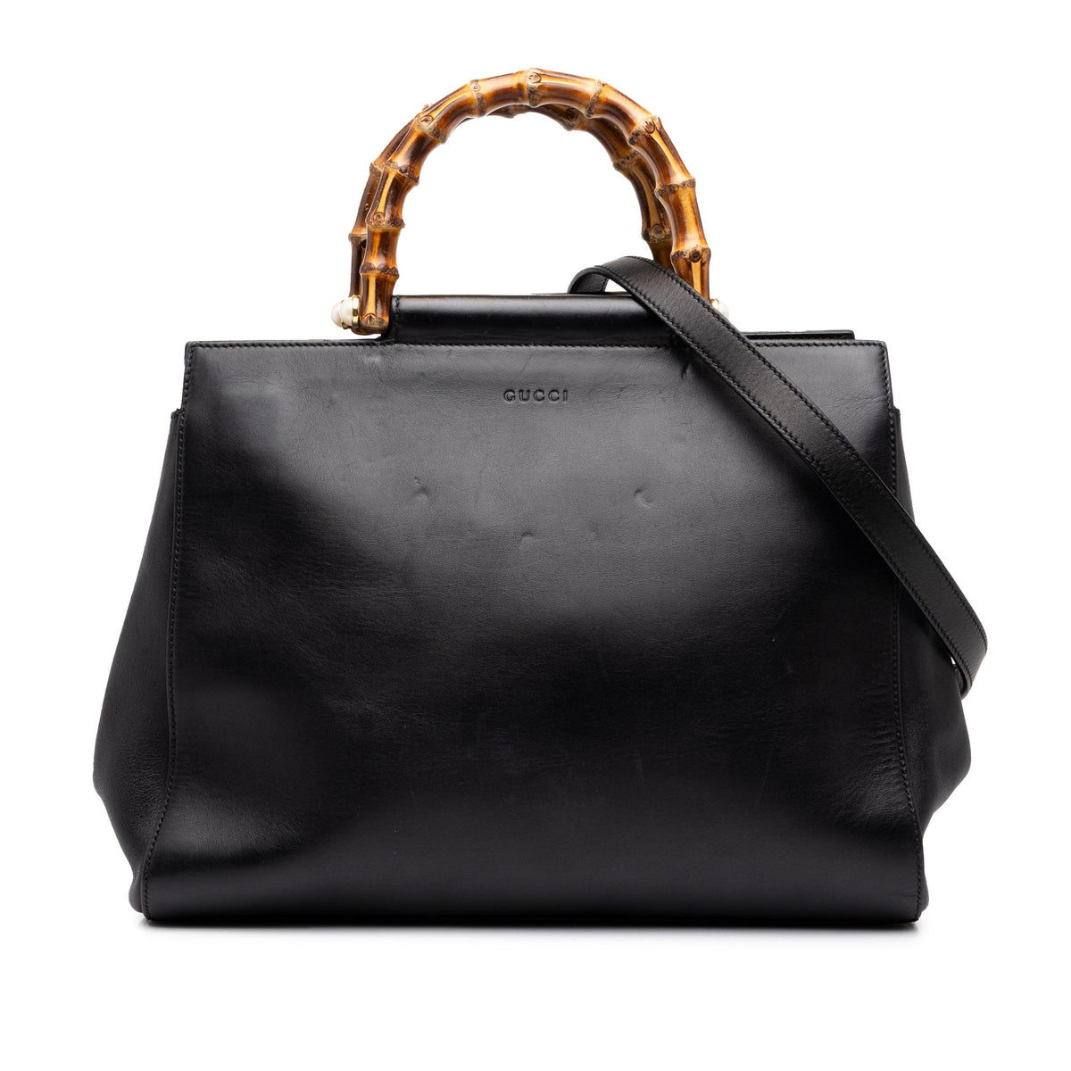 Gucci Medium Leather Bamboo Nymphaea Satchel