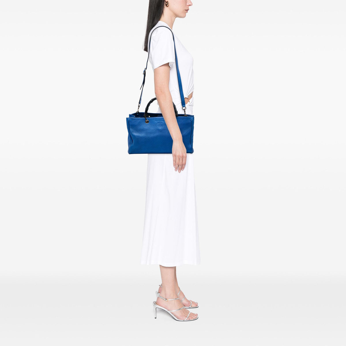 Gucci Medium Metallic Calfskin Bamboo Shopper Satchel