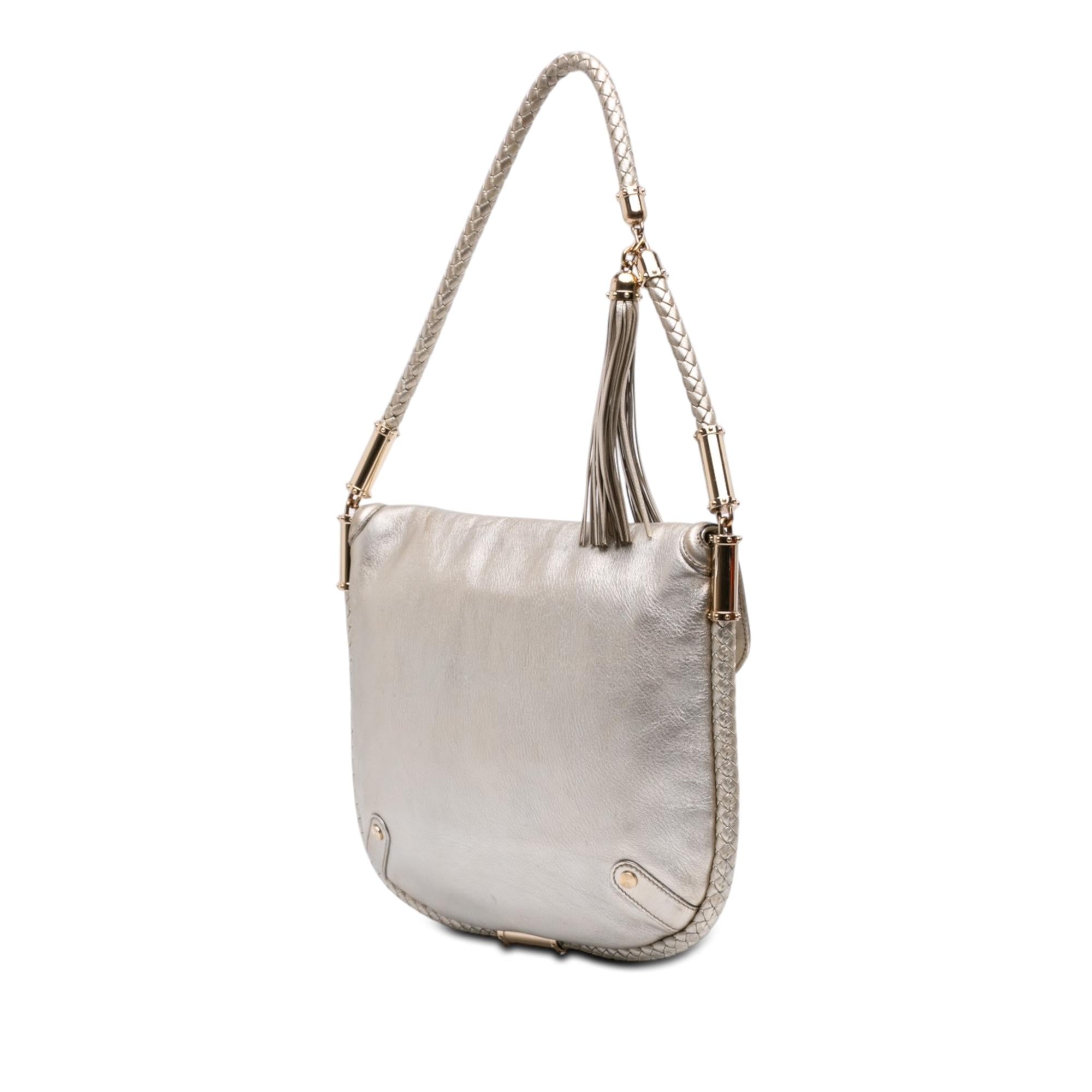 Gucci Medium Metallic Calfskin Britt Tassel Flap Shoulder Bag