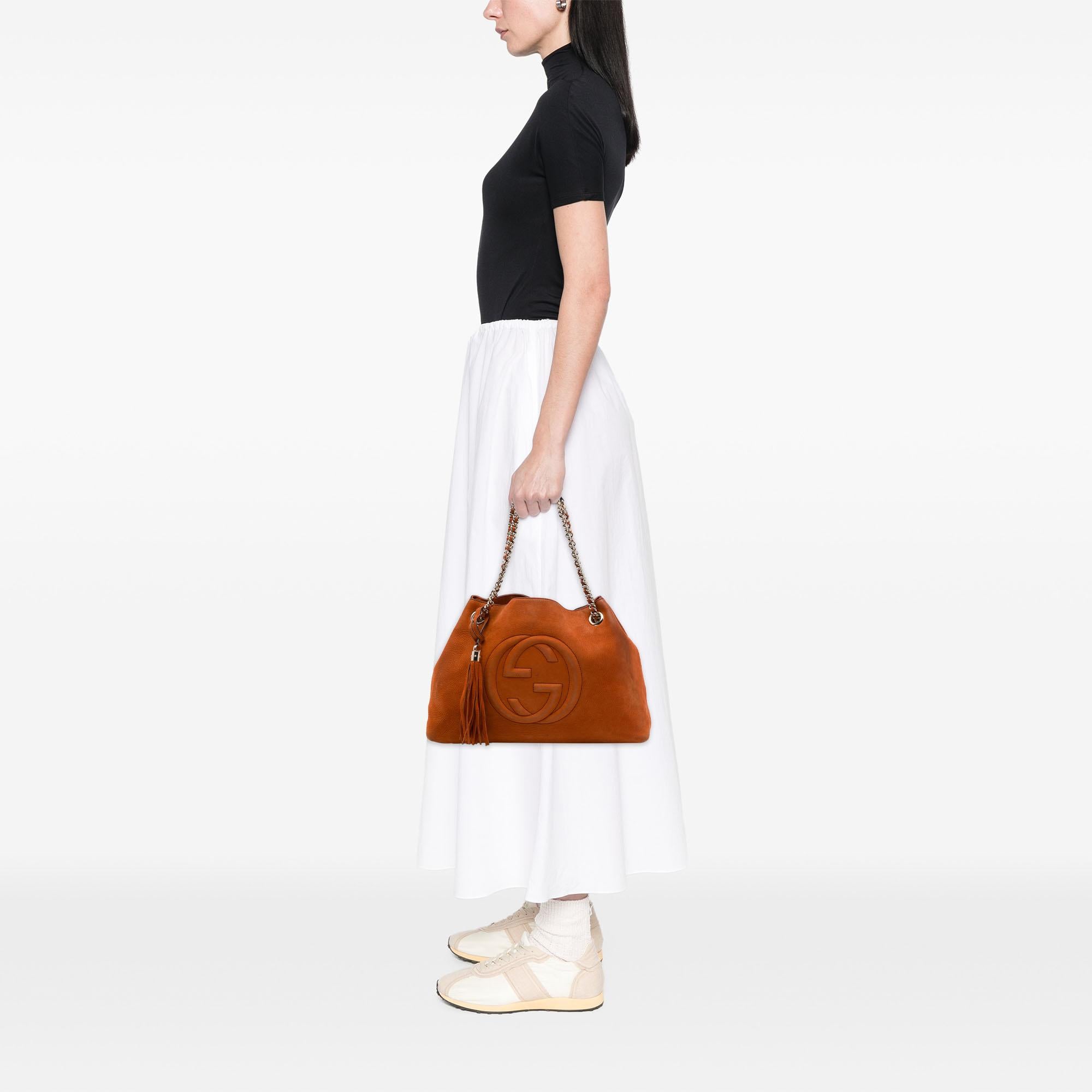 Gucci Medium Nubuck Leather Soho Chain Tote