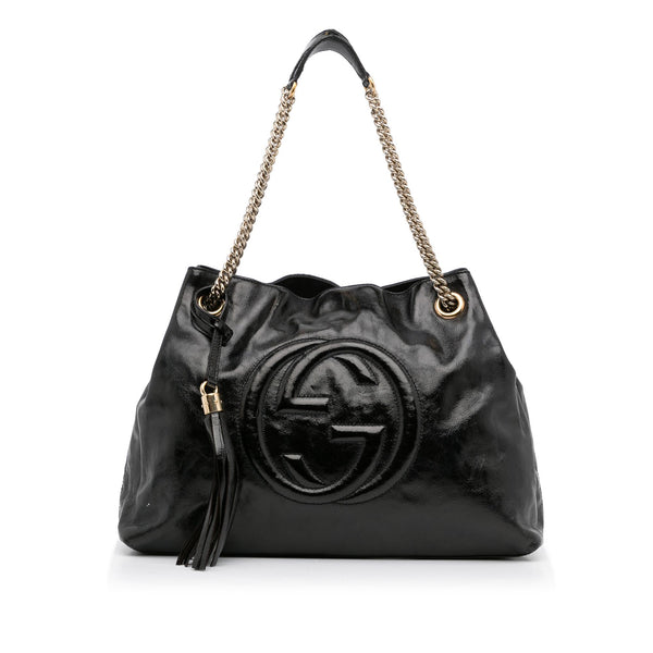 Gucci Soho Chain Flap Leather Shoulder Bag Black