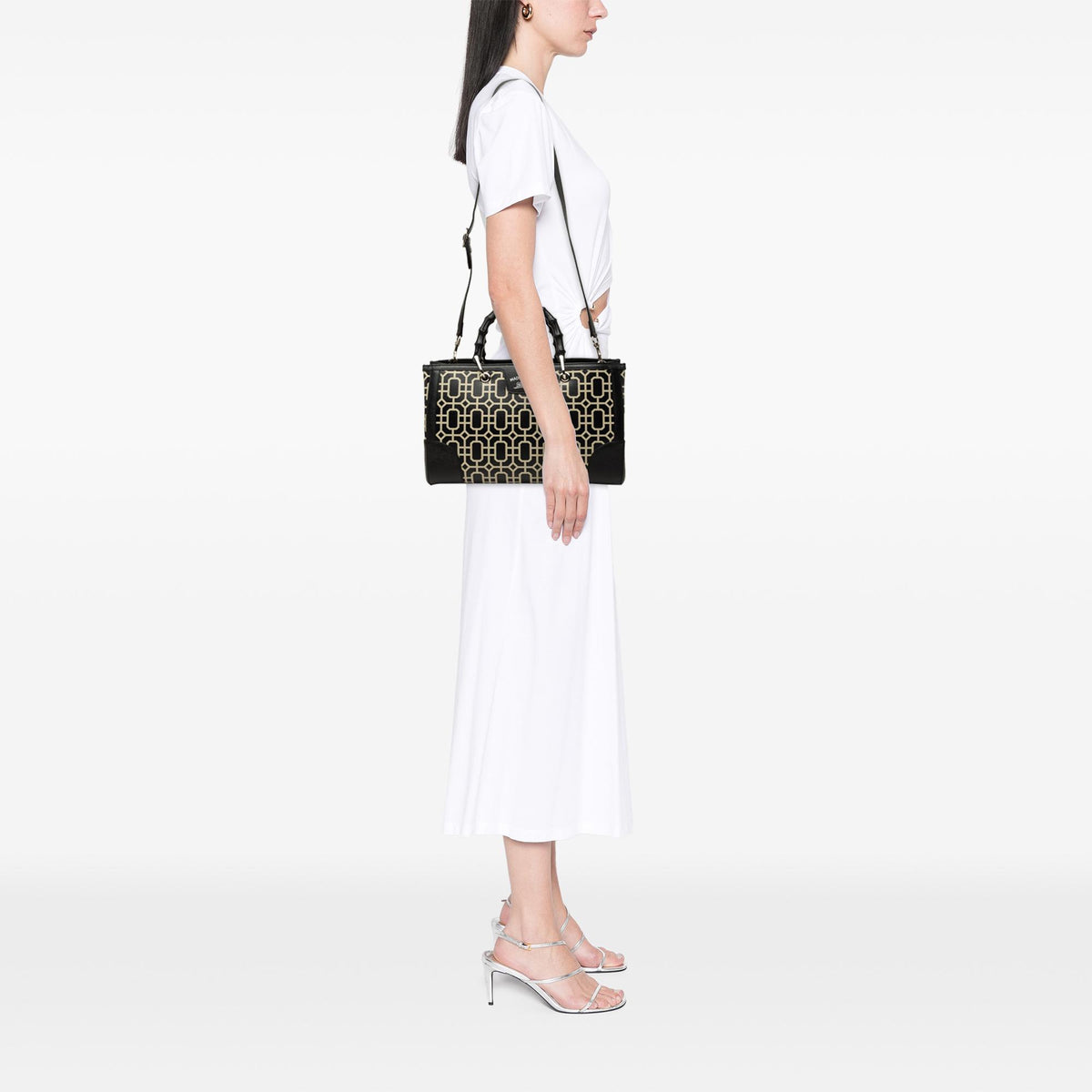 Gucci Medium Printed Calfskin Bamboo Satchel