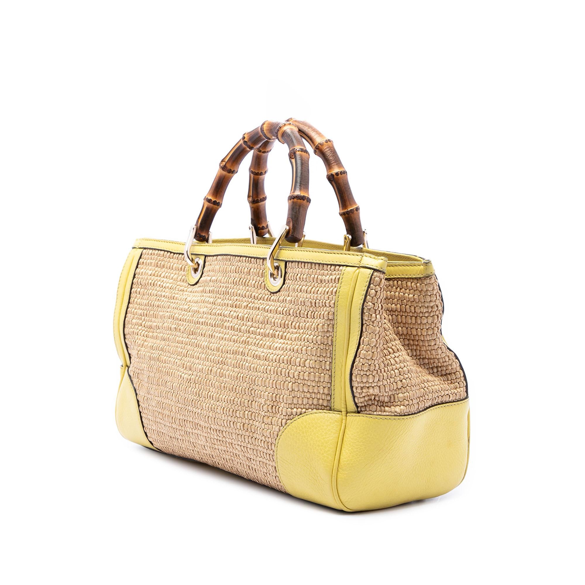 Gucci Medium Raffia Bamboo Shopper Satchel