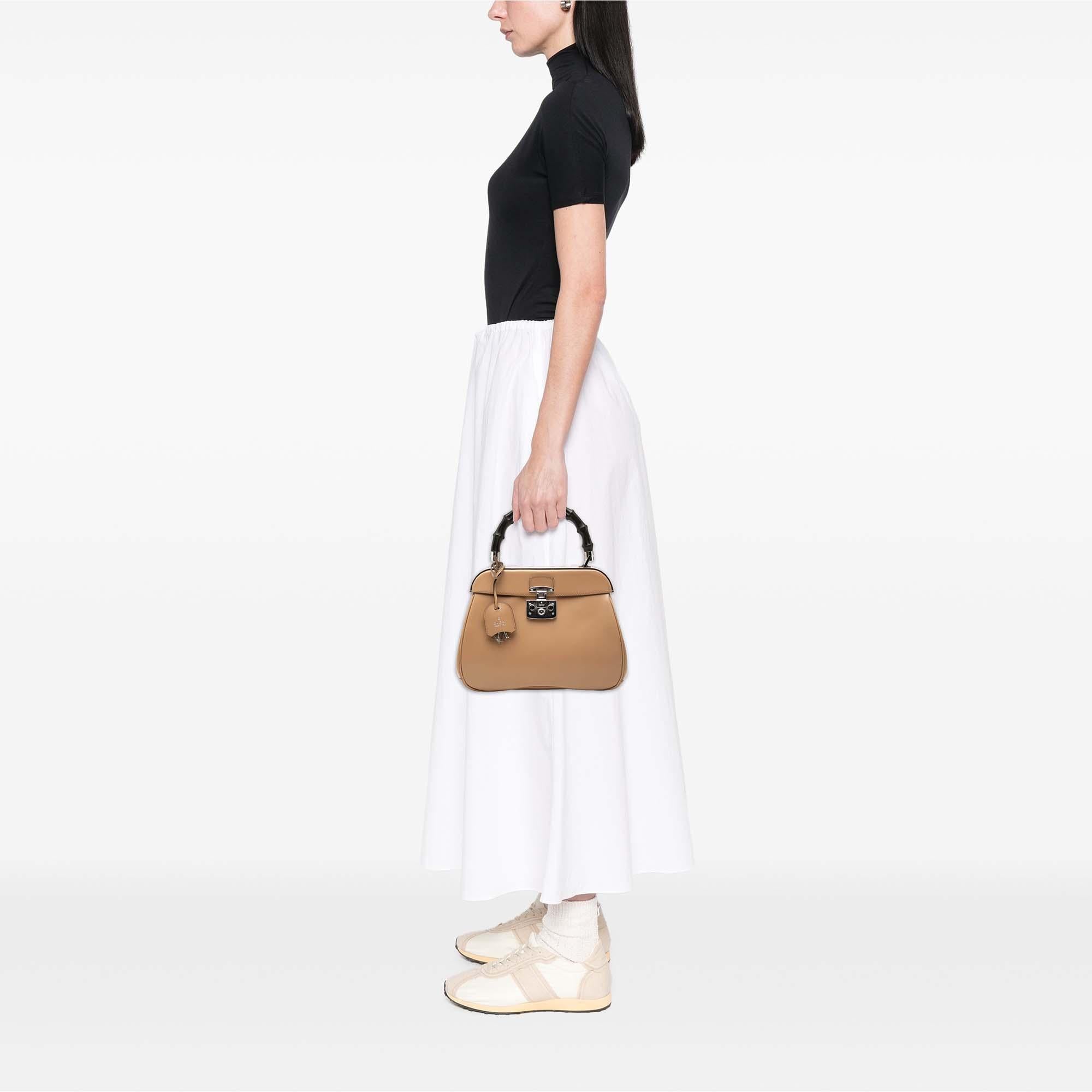 Gucci Medium Smooth Calfskin Bamboo Lady Lock Handbag