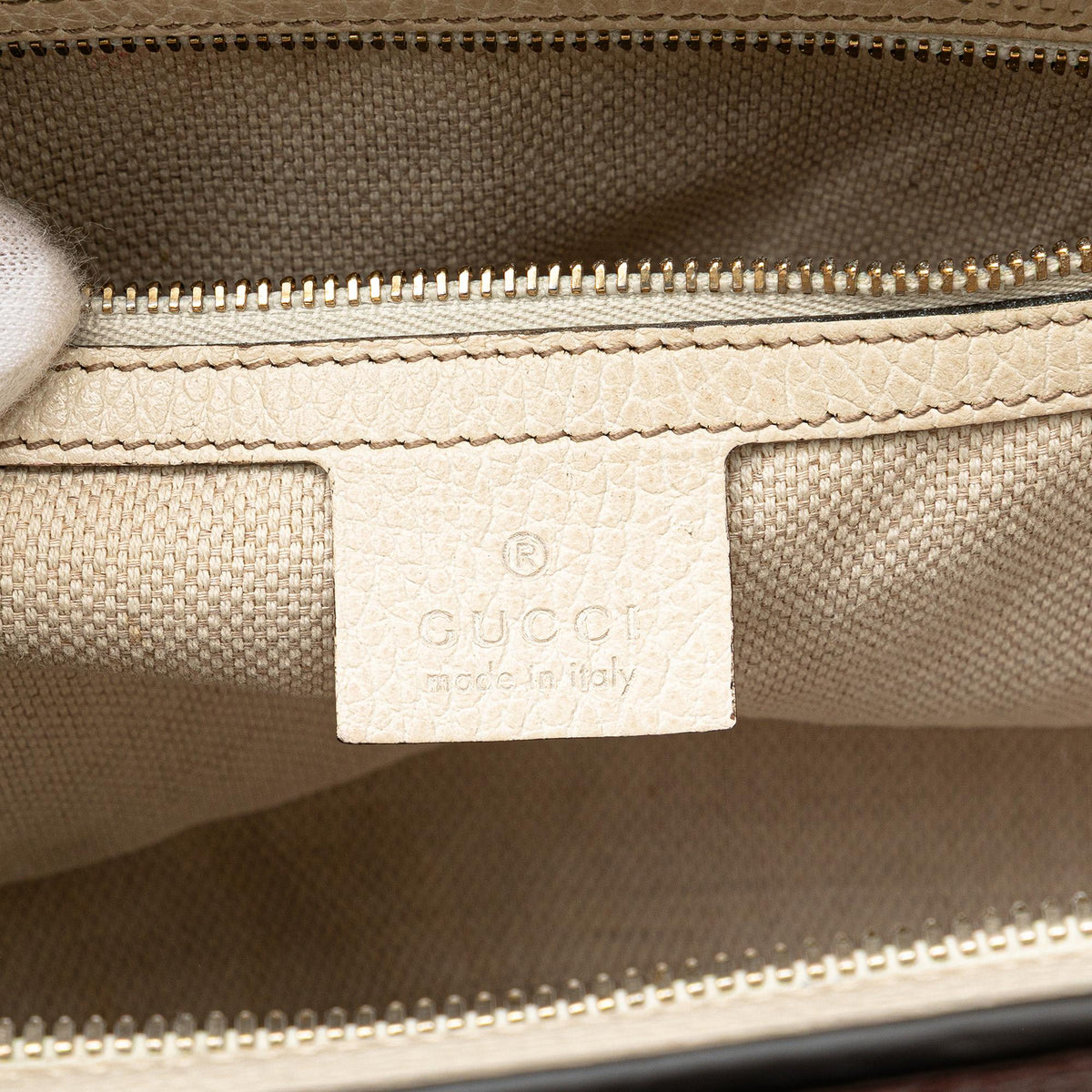 Gucci Medium Tricolor Pebbled Calfskin Soho Convertible Top Handle Bag