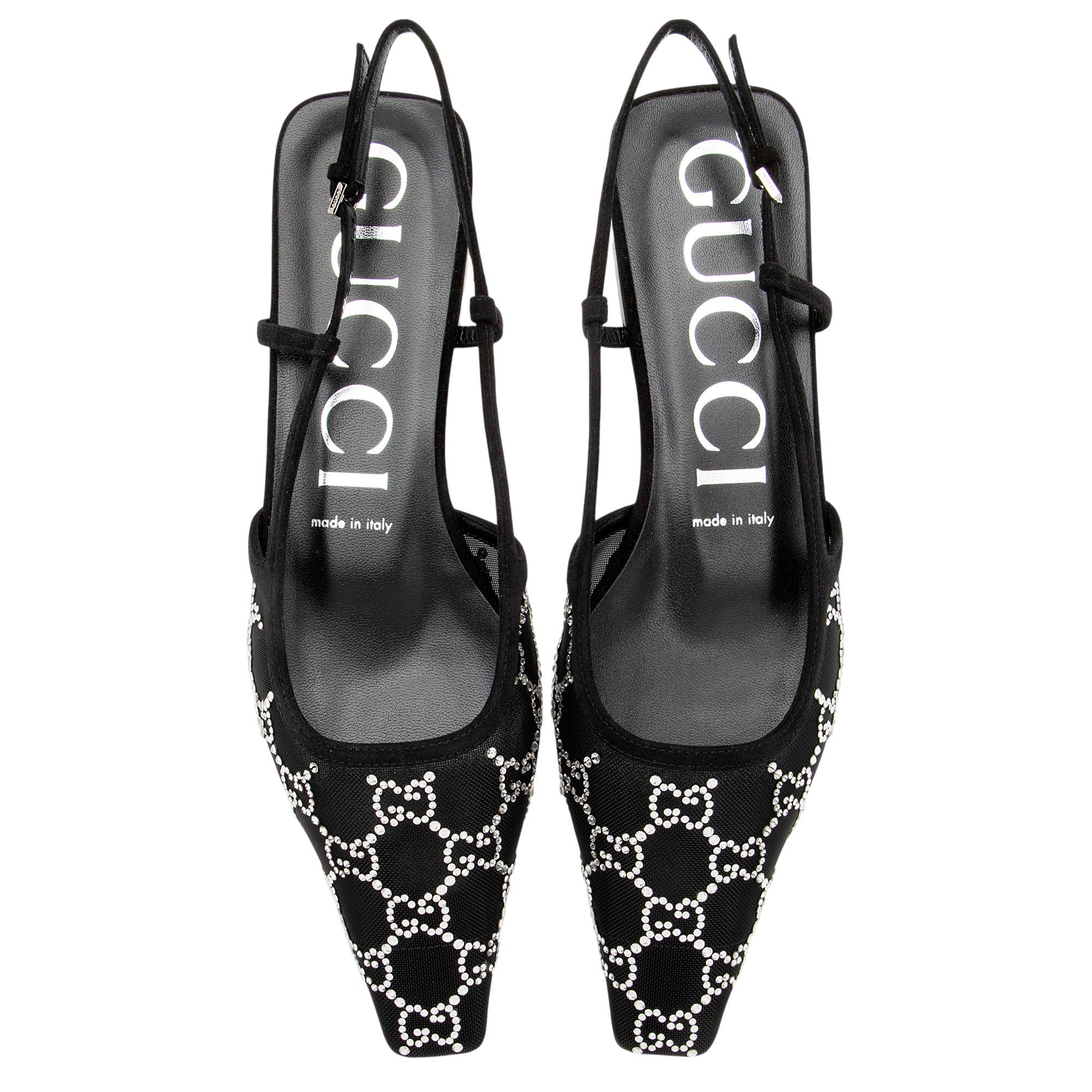 Gucci Mesh Crystal GG Slingback Flats - Size 8.5 / 38.5