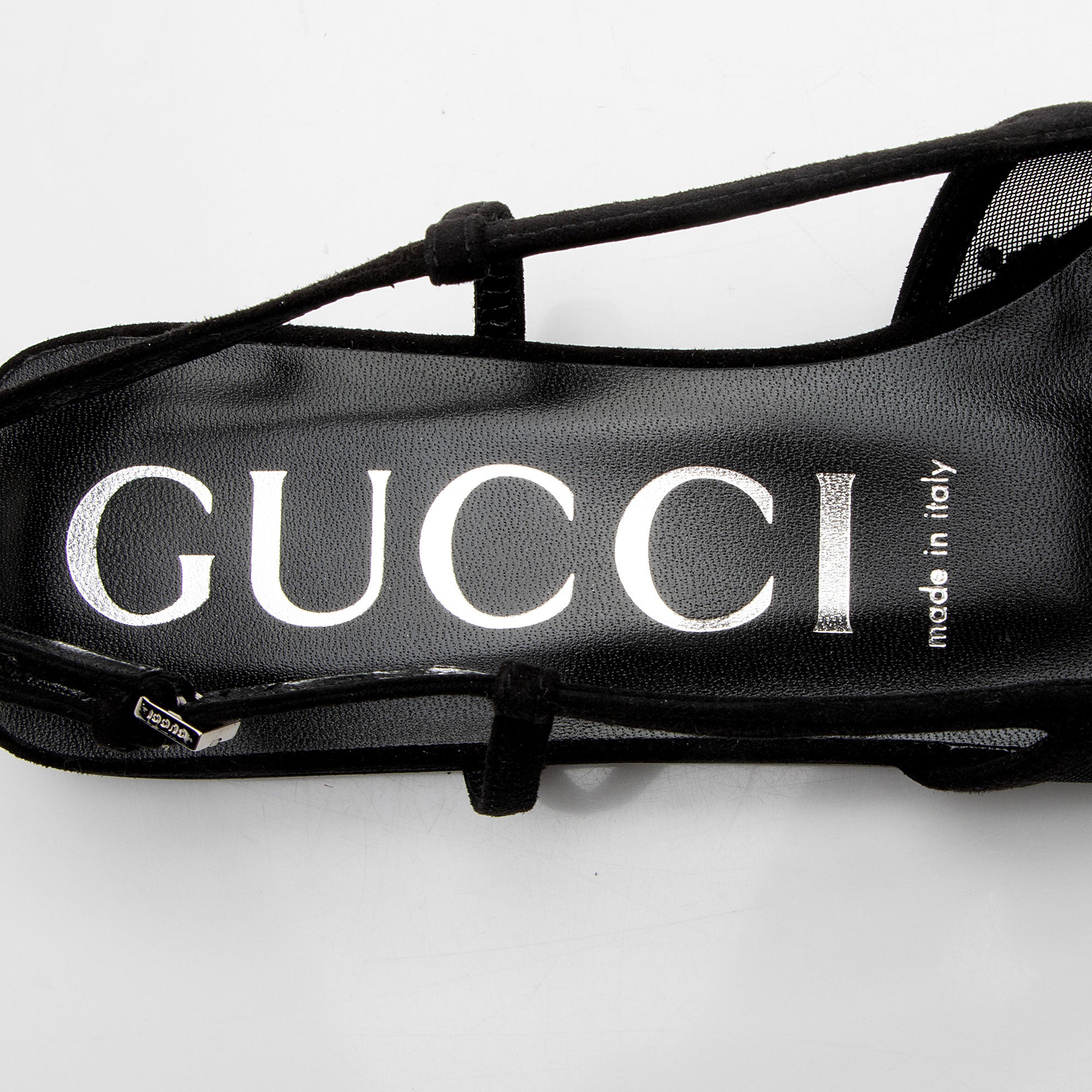Gucci Mesh Crystal GG Slingback Flats - Size 8.5 / 38.5