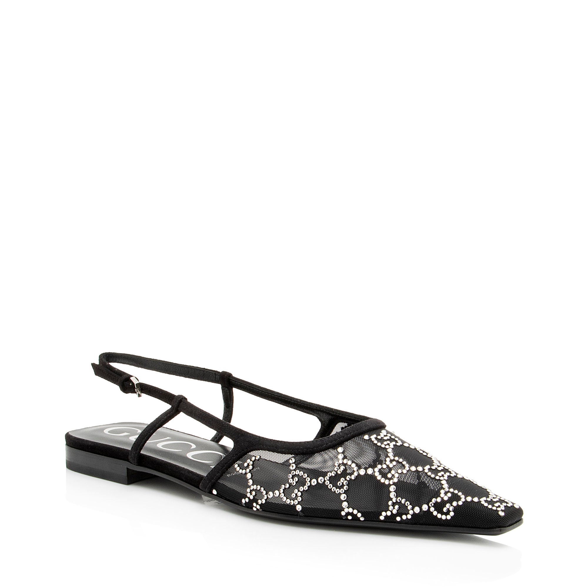 Gucci Mesh Crystal GG Slingback Flats - Size 8.5 / 38.5