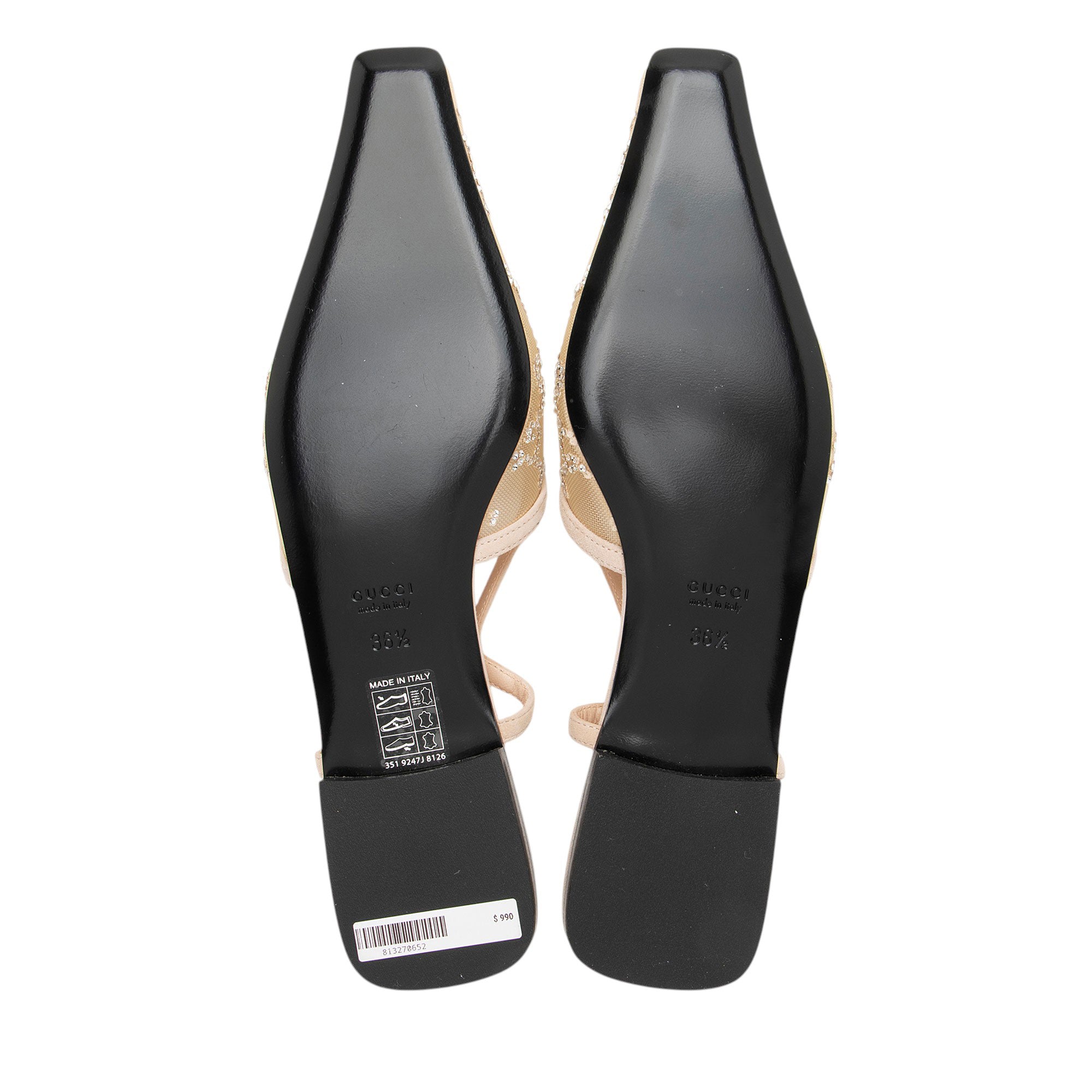 Gucci Mesh Crystal GG Slingback Ballet Flats - Size 6.5 / 36.5