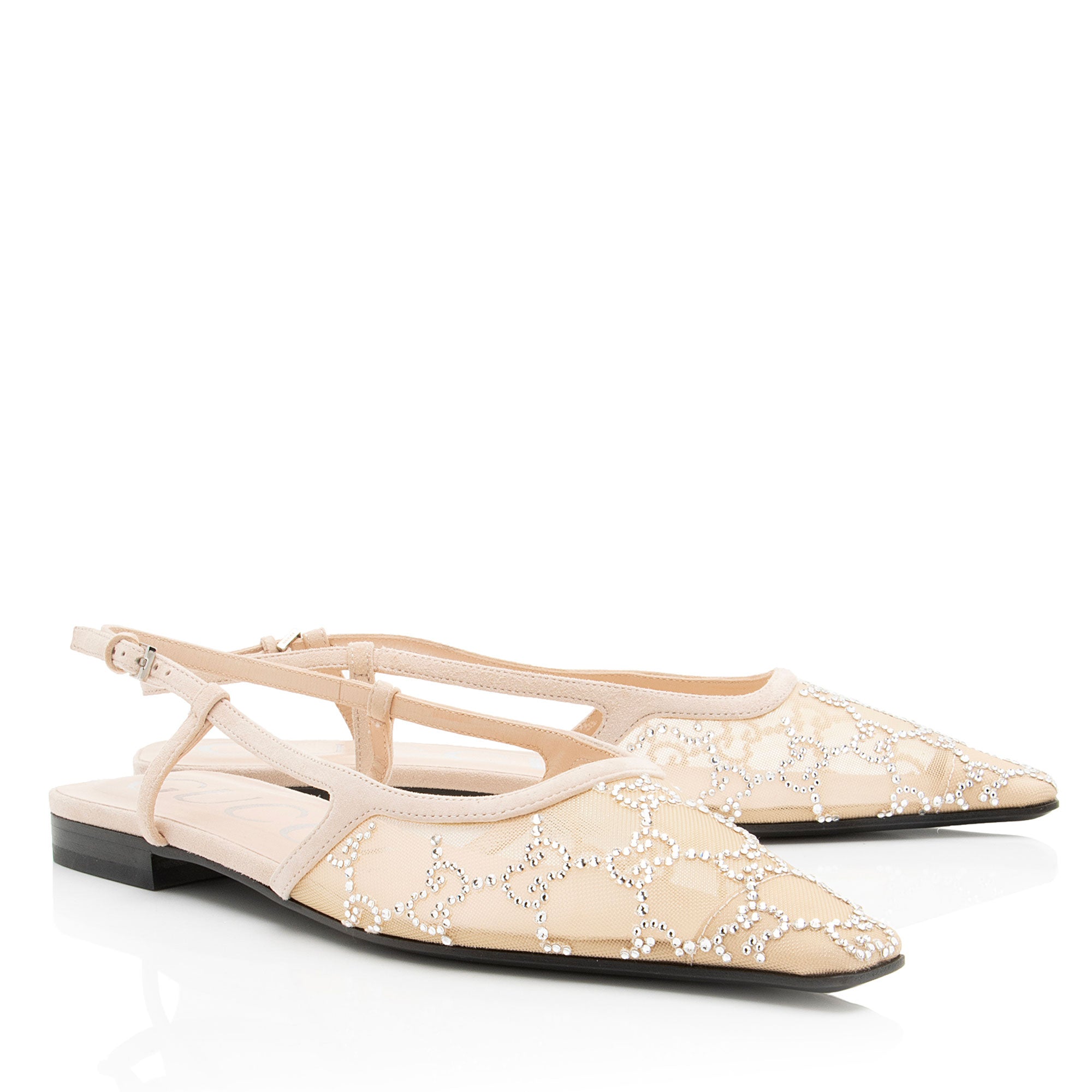 Gucci Mesh Crystal GG Slingback Ballet Flats - Size 6.5 / 36.5