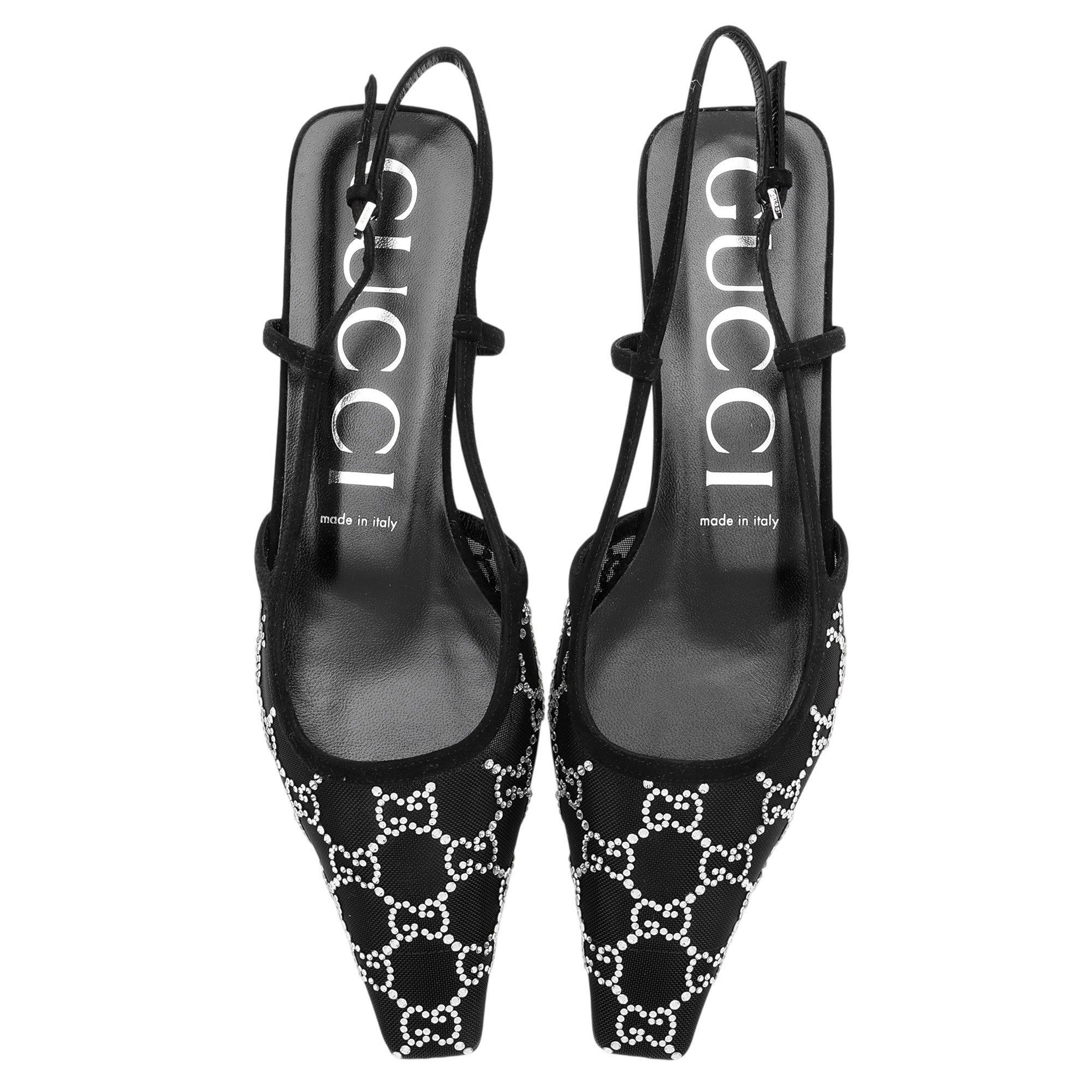 Gucci Mesh Crystal GG Slingback Ballet Flats - Size 9.5 / 39.5