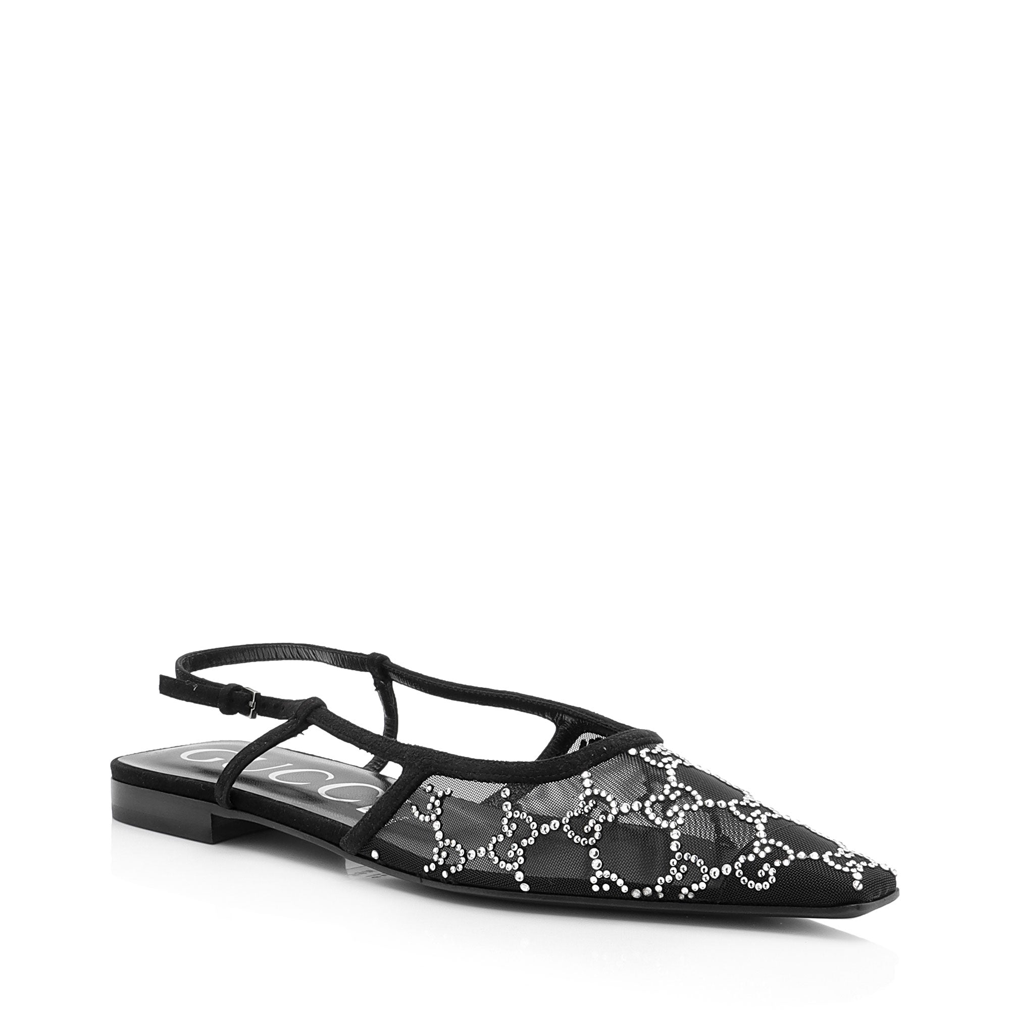 Gucci Mesh Crystal GG Slingback Ballet Flats - Size 9.5 / 39.5