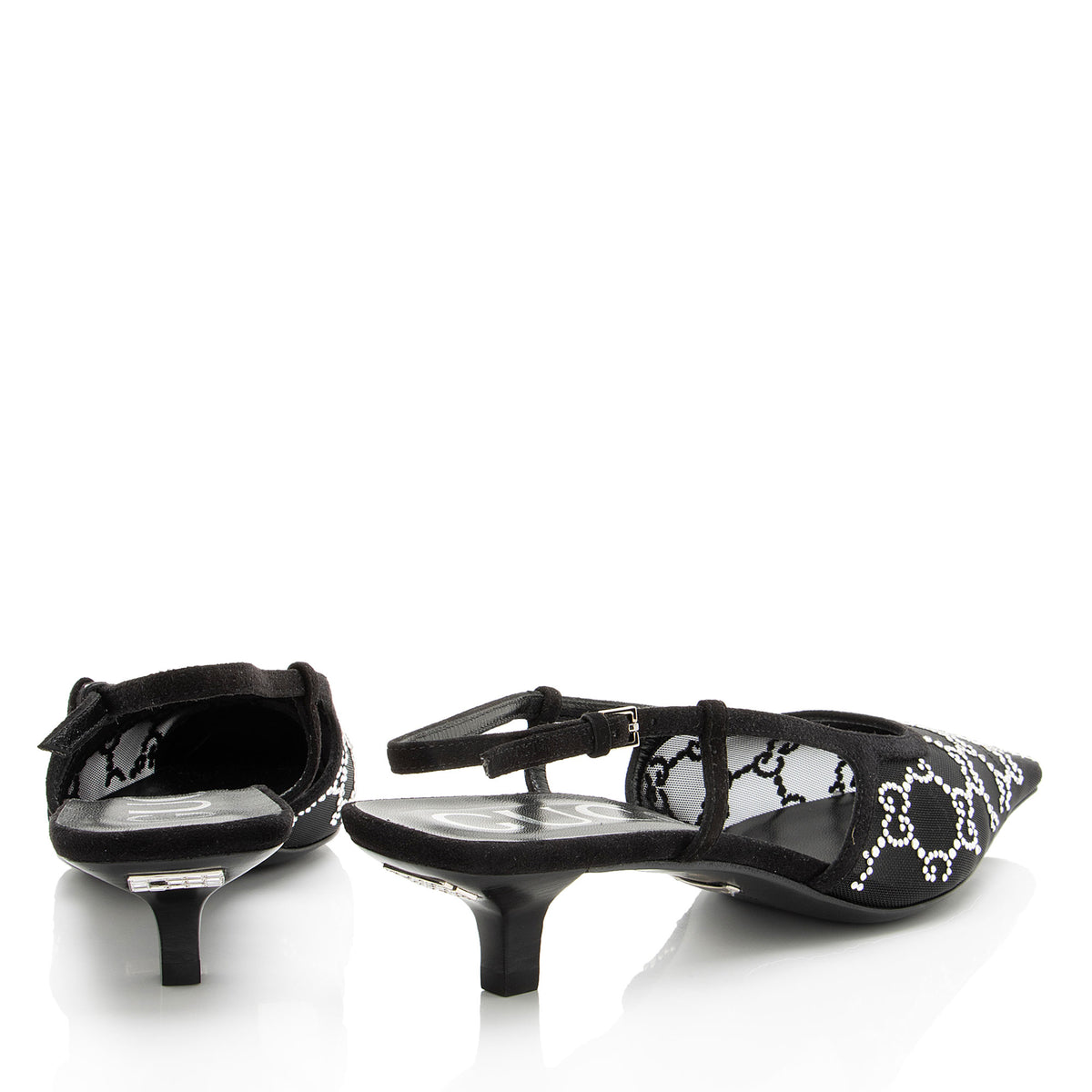 Gucci Mesh Crystal GG Slingback Pumps - Size 8.5 / 38.5