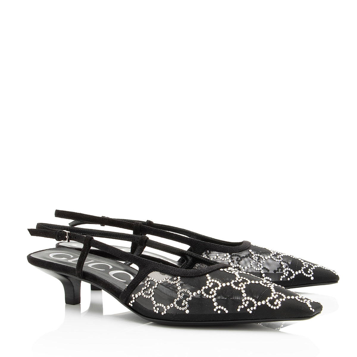 Gucci Mesh Crystal GG Slingback Pumps - Size 8.5 / 38.5
