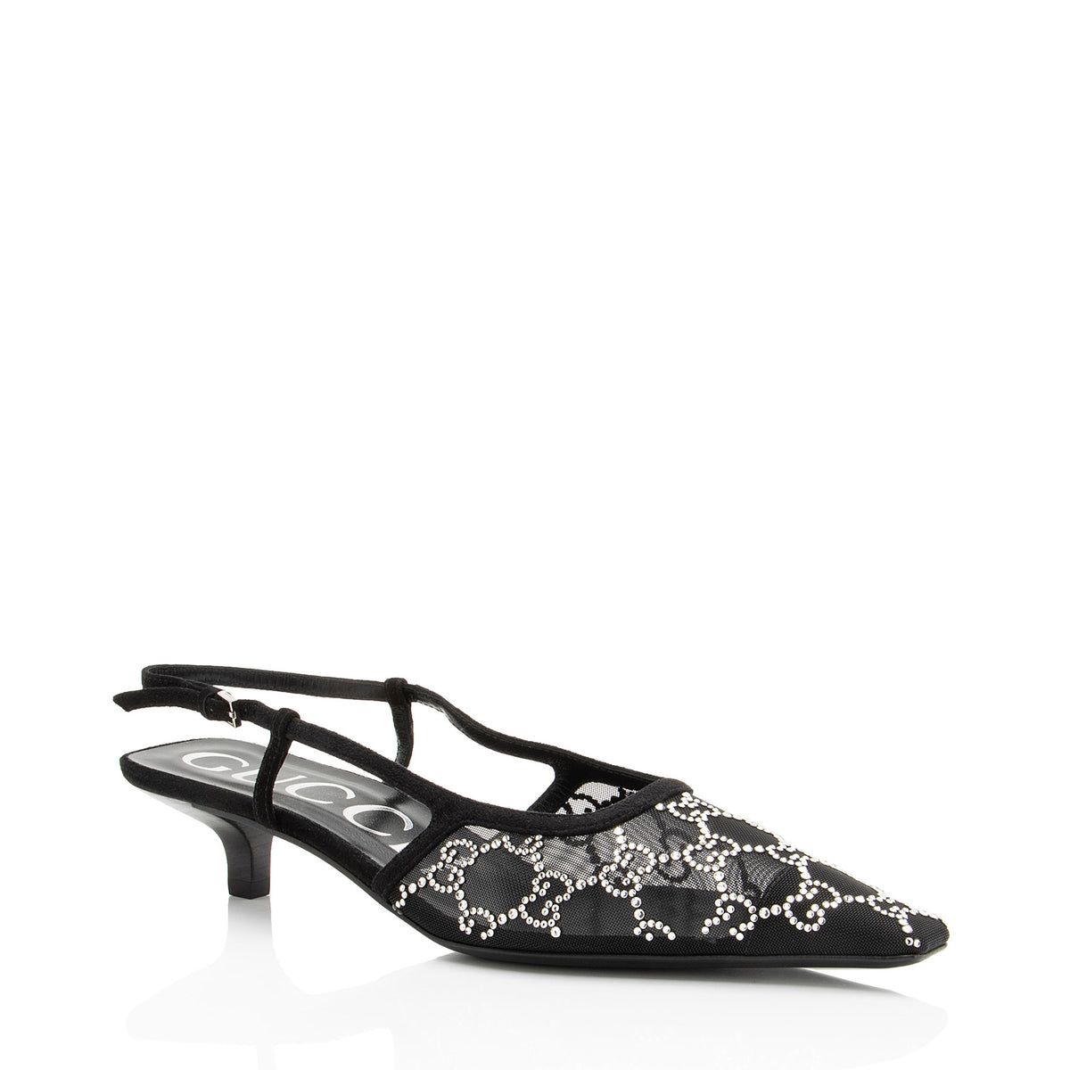 Gucci Mesh Crystal GG Slingback Pumps - Size 8.5 / 38.5