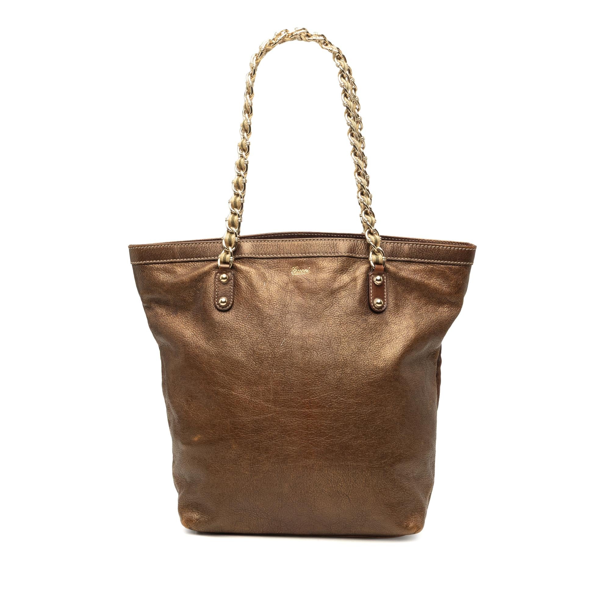 Gucci Metallic Calfskin Capri Chain Tote