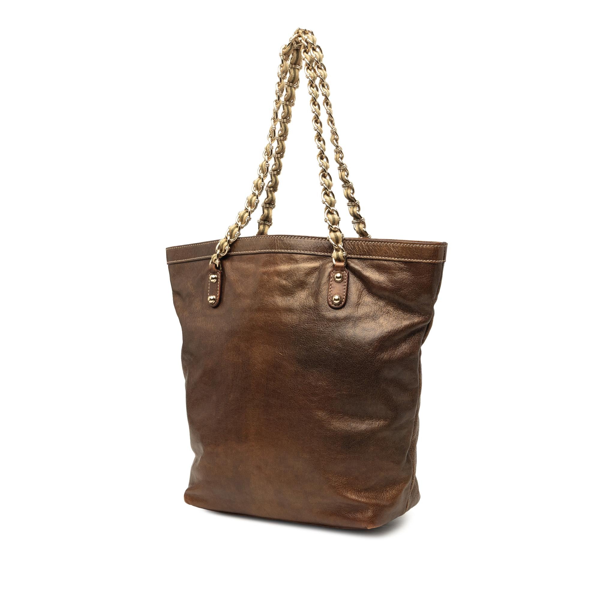 Gucci Metallic Calfskin Capri Chain Tote