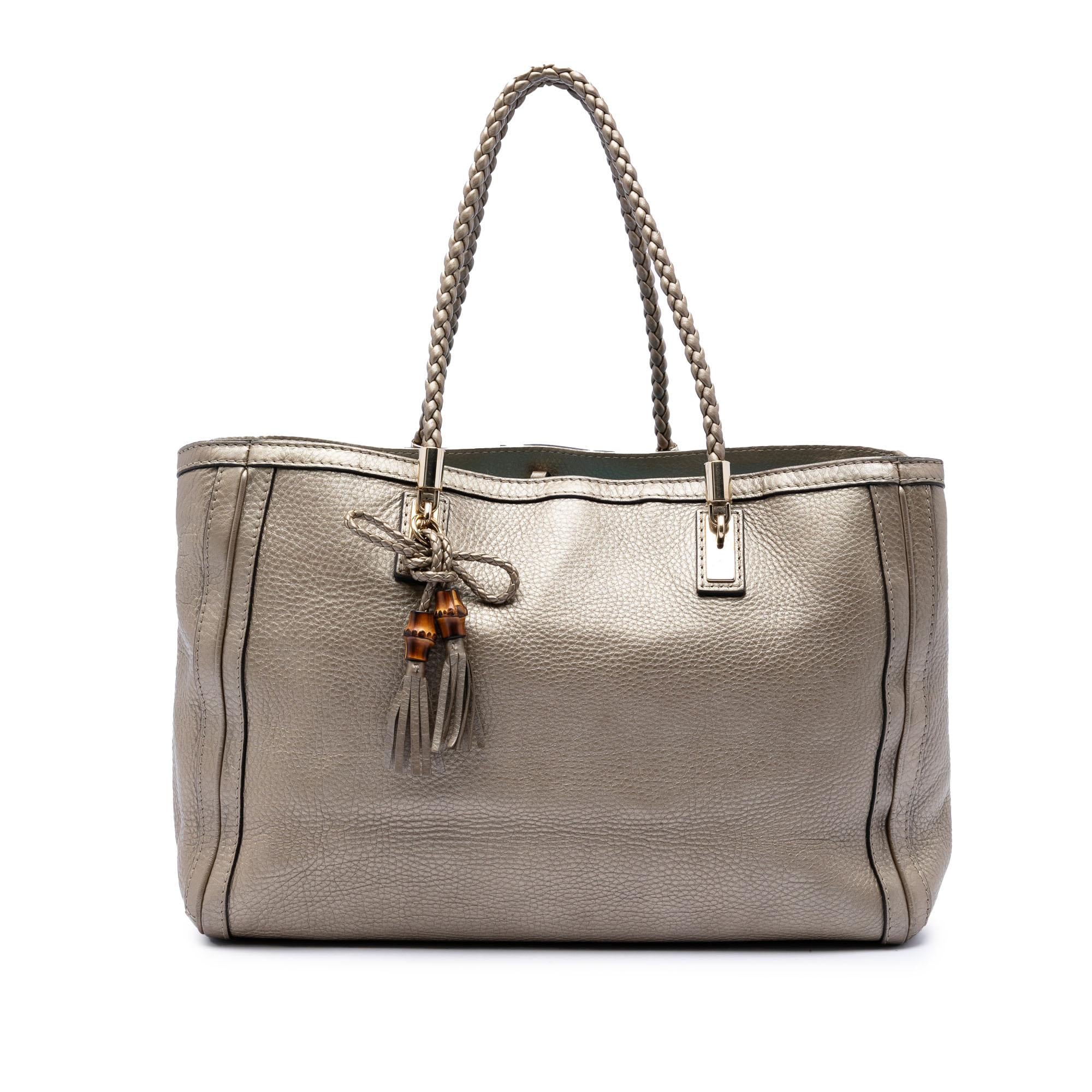 Gucci Metallic Grained Leather Bella Tote