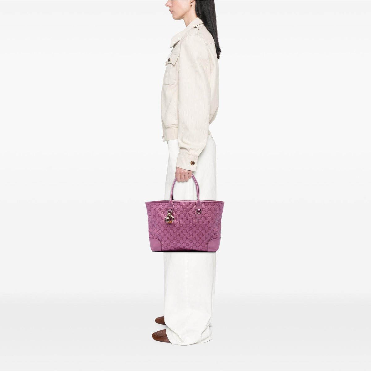 Gucci Metallic Guccissima Heart Bit Tote
