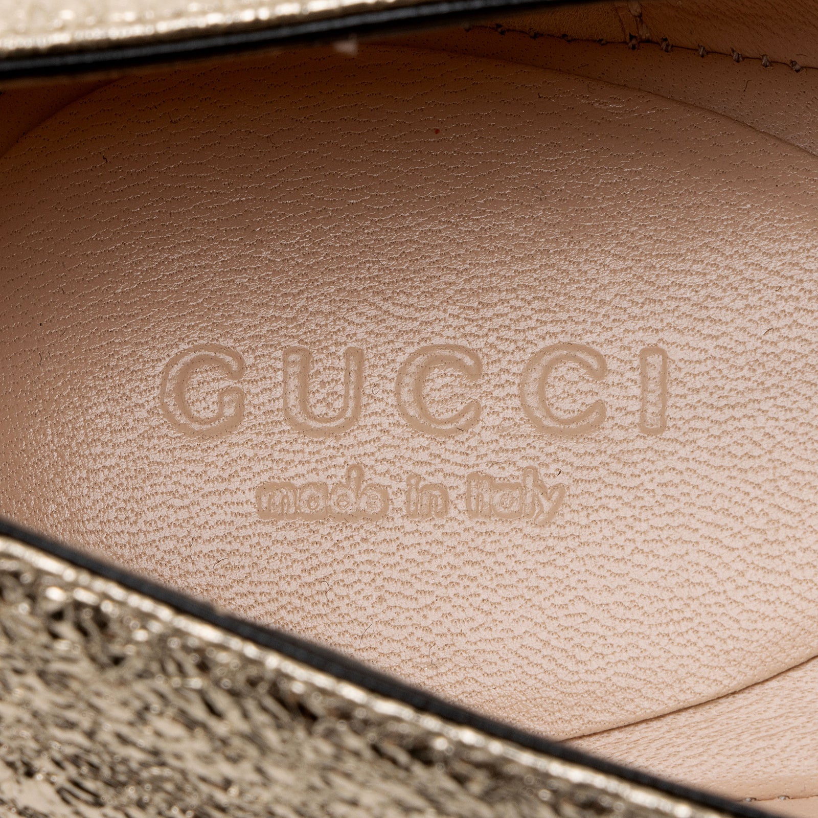 Gucci Metallic Laminate Calfskin GG Marmont Fringe Flats Size 7 37 LuxeDH