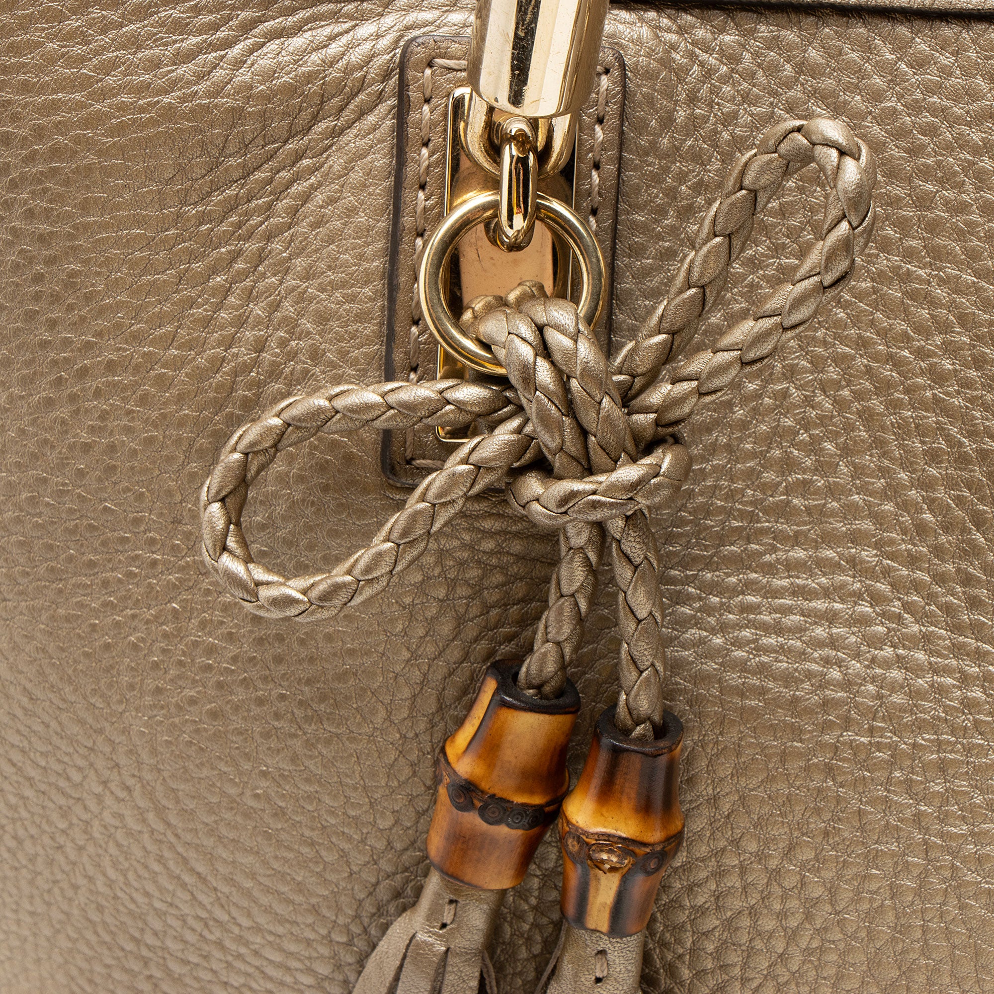 Gucci Metallic Leather Bella Medium Tote