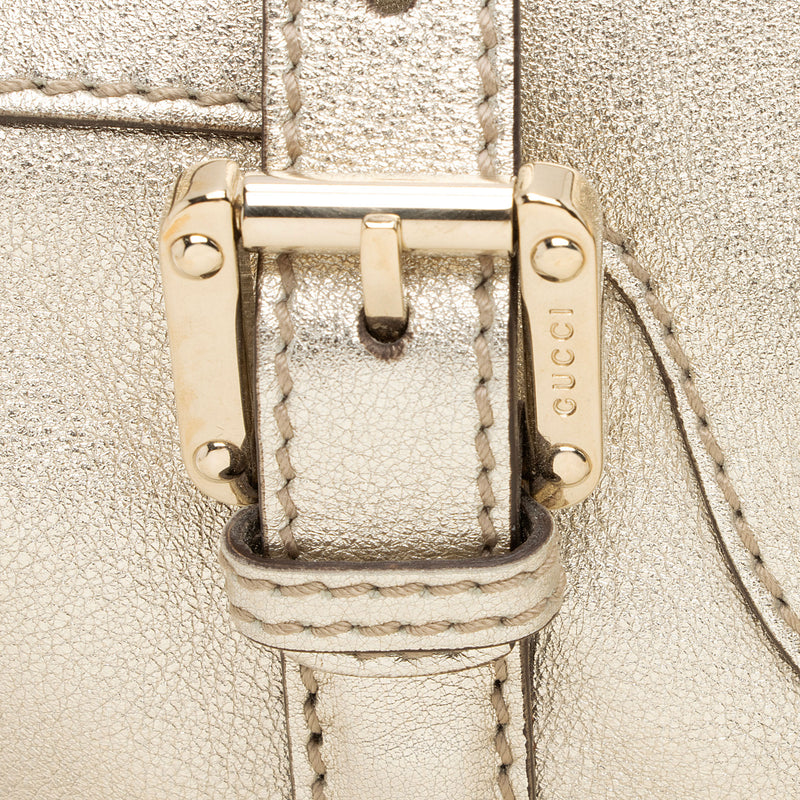 Gucci Metallic Leather Britt Small Boston Bag (SHF-YWrQAR)