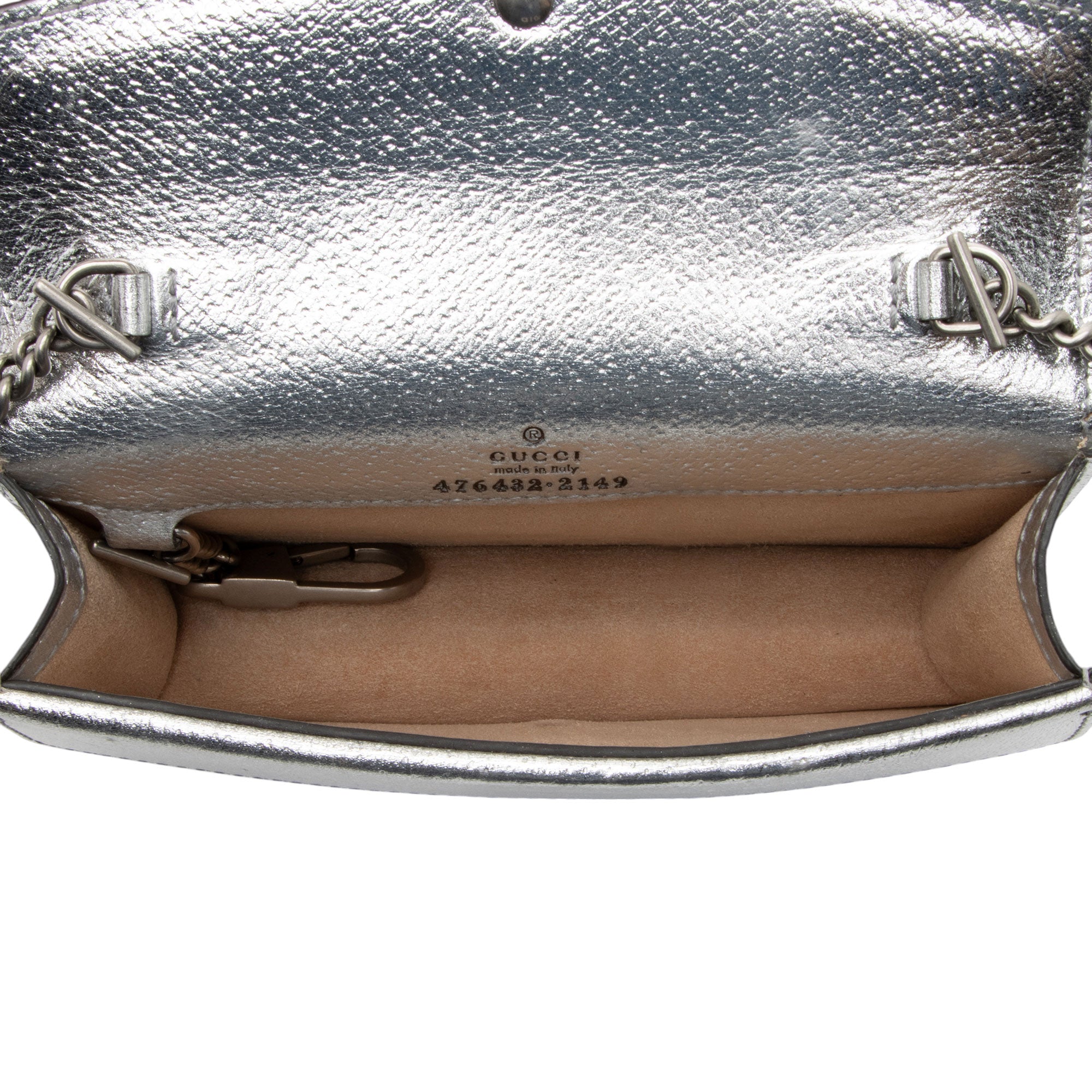 Gucci Metallic Leather Crystal Dionysus Mini Shoulder Bag