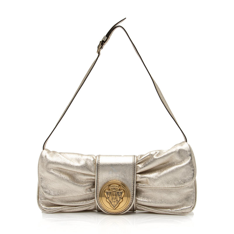 Gucci Metallic Leather Papillon Hysteria Clutch (SHF-23493)