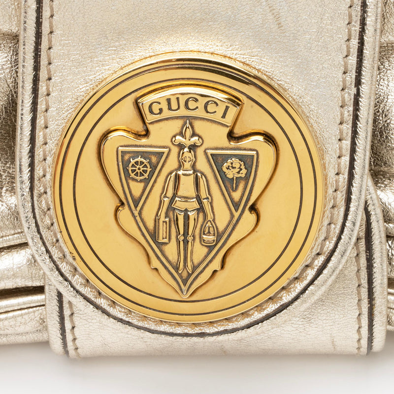Gucci Metallic Leather Papillon Hysteria Clutch (SHF-23493)
