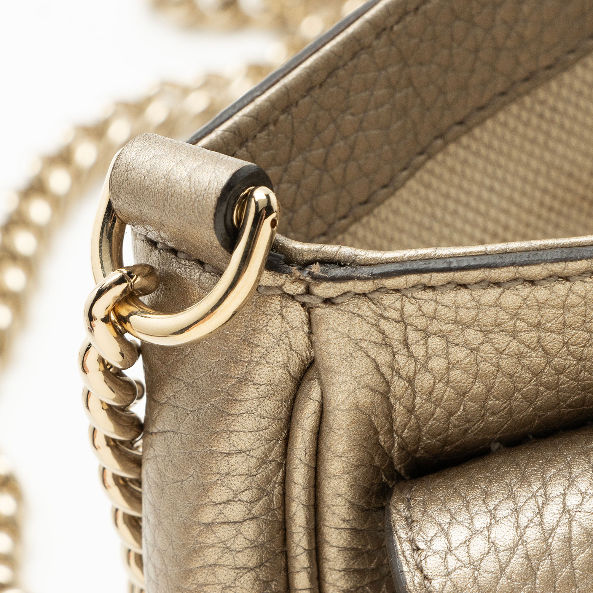 Gucci Metallic Leather Soho Medium Flap Bag