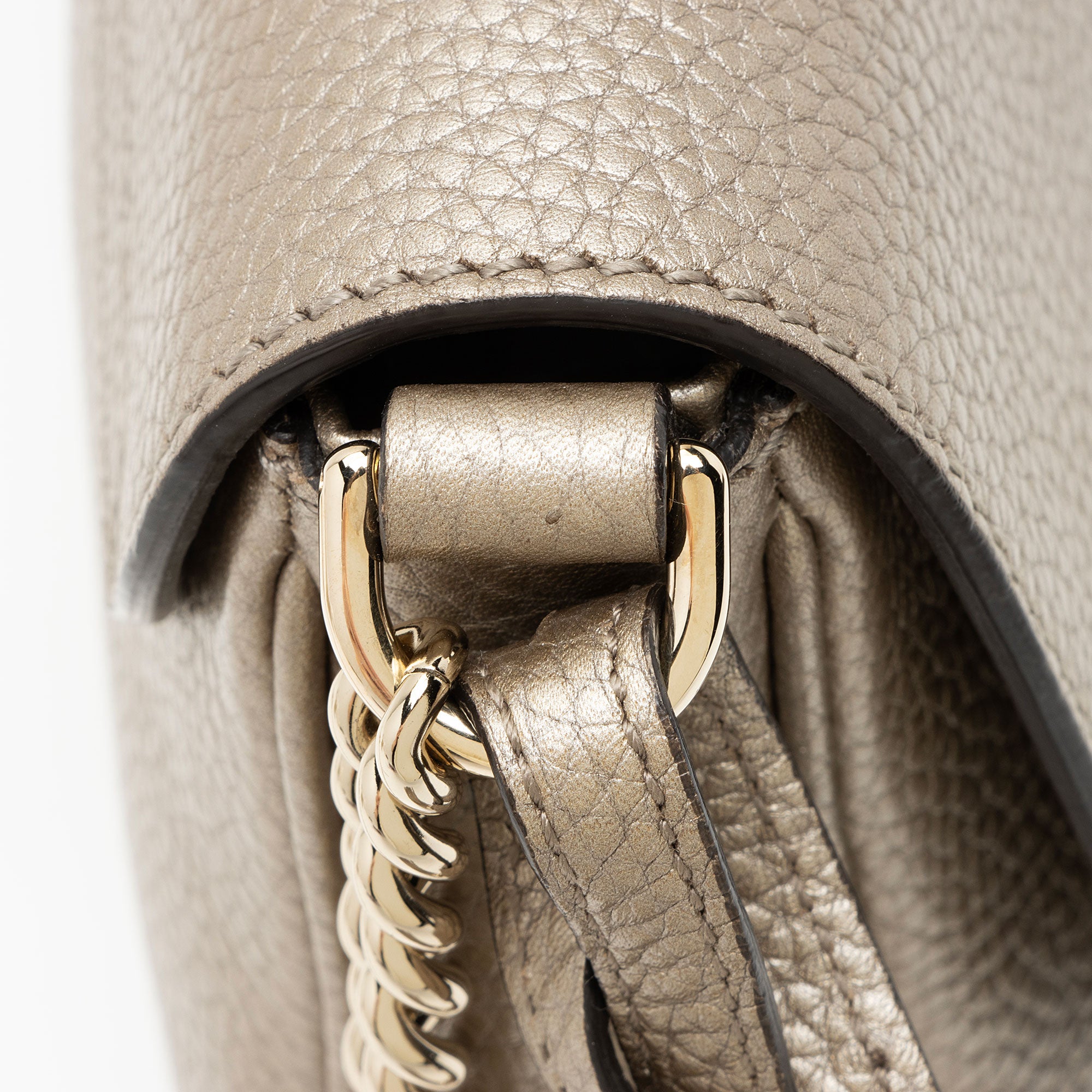 Gucci Metallic Leather Soho Medium Flap Bag