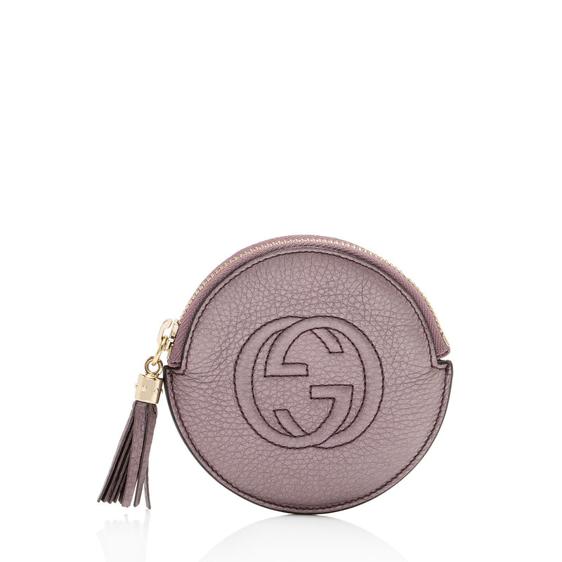 Gucci Metallic Leather Soho Round Coin Purse SHF jTusV4 LuxeDH