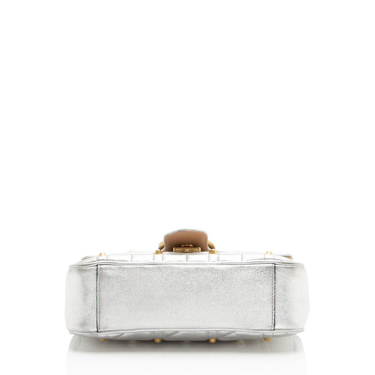 Gucci Metallic Matelasse Leather Pearl GG Marmont Small Flap Bag