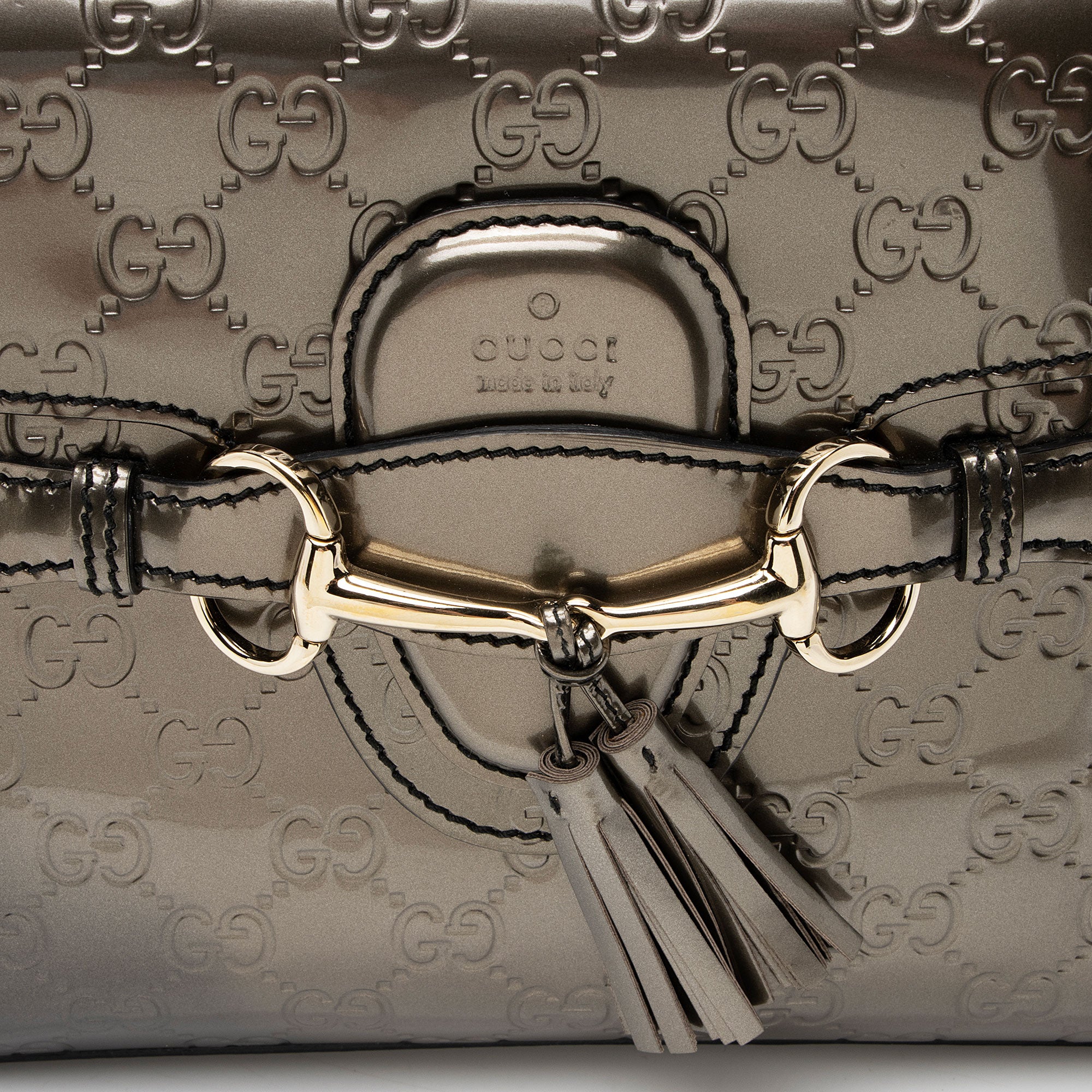 Gucci Metallic Patent Guccissima Leather Emily Medium Shoulder Bag