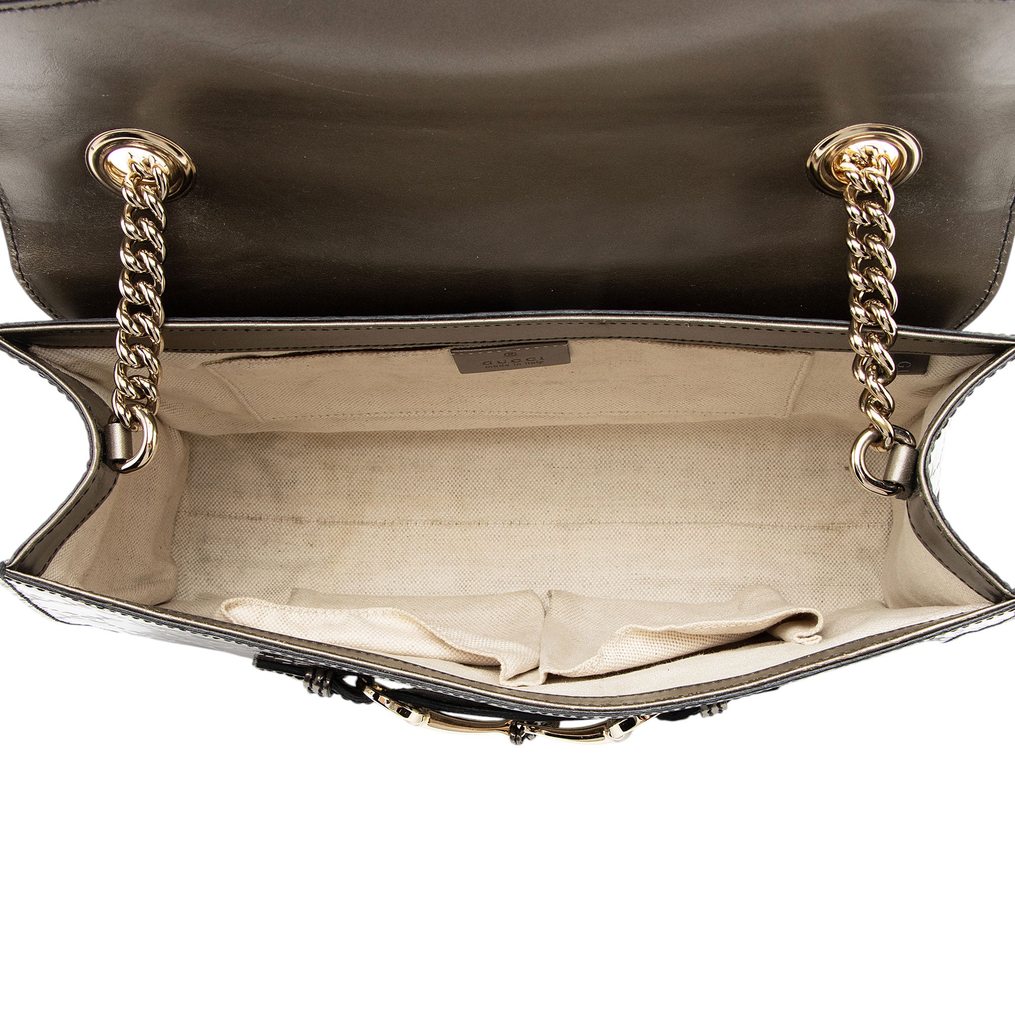 Gucci Metallic Patent Guccissima Leather Emily Medium Shoulder Bag